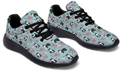 Black White Cat Flower Sneakers