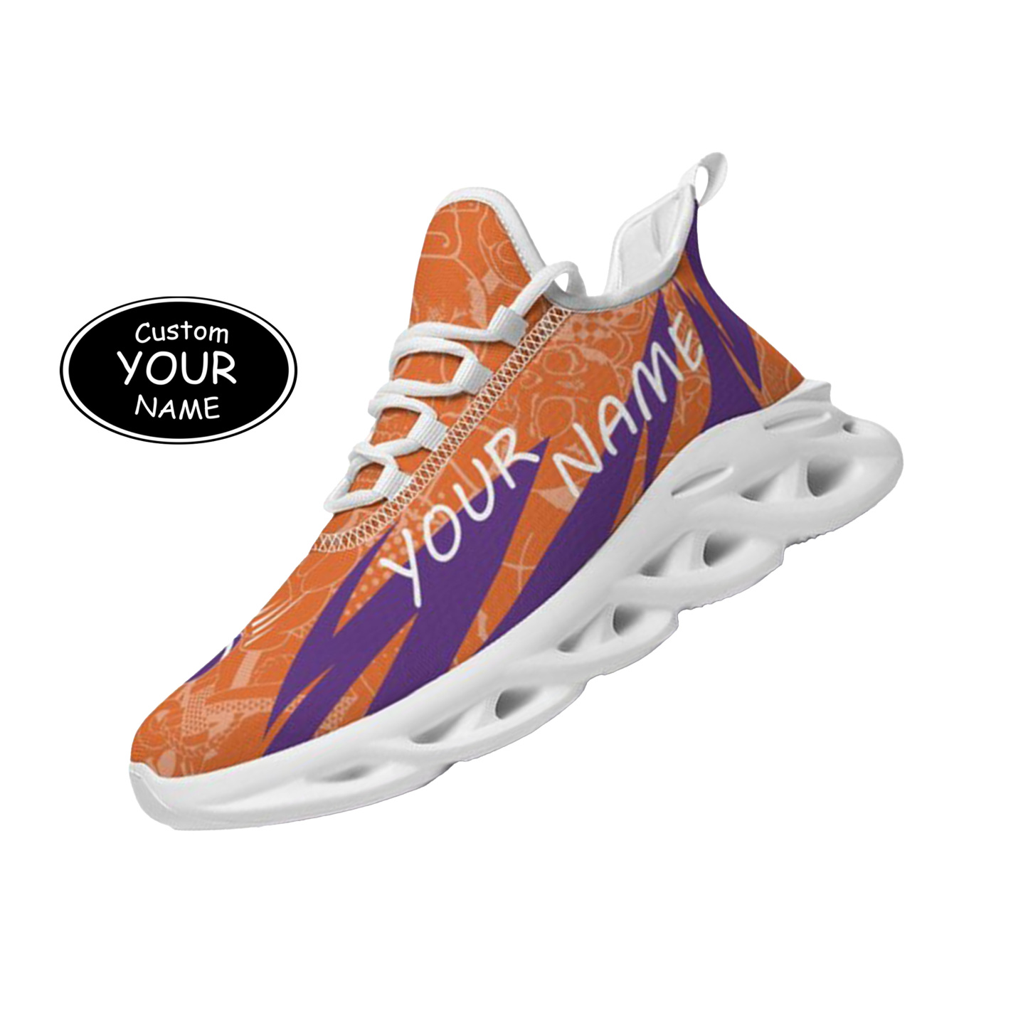 Max Sowl-25-yy-Clemson-1-4, Personalized Clemson Tigers Custom Max Sowl Shoes, Personalized Sport Footwear, Custom Color-Blocked Running Shoes
