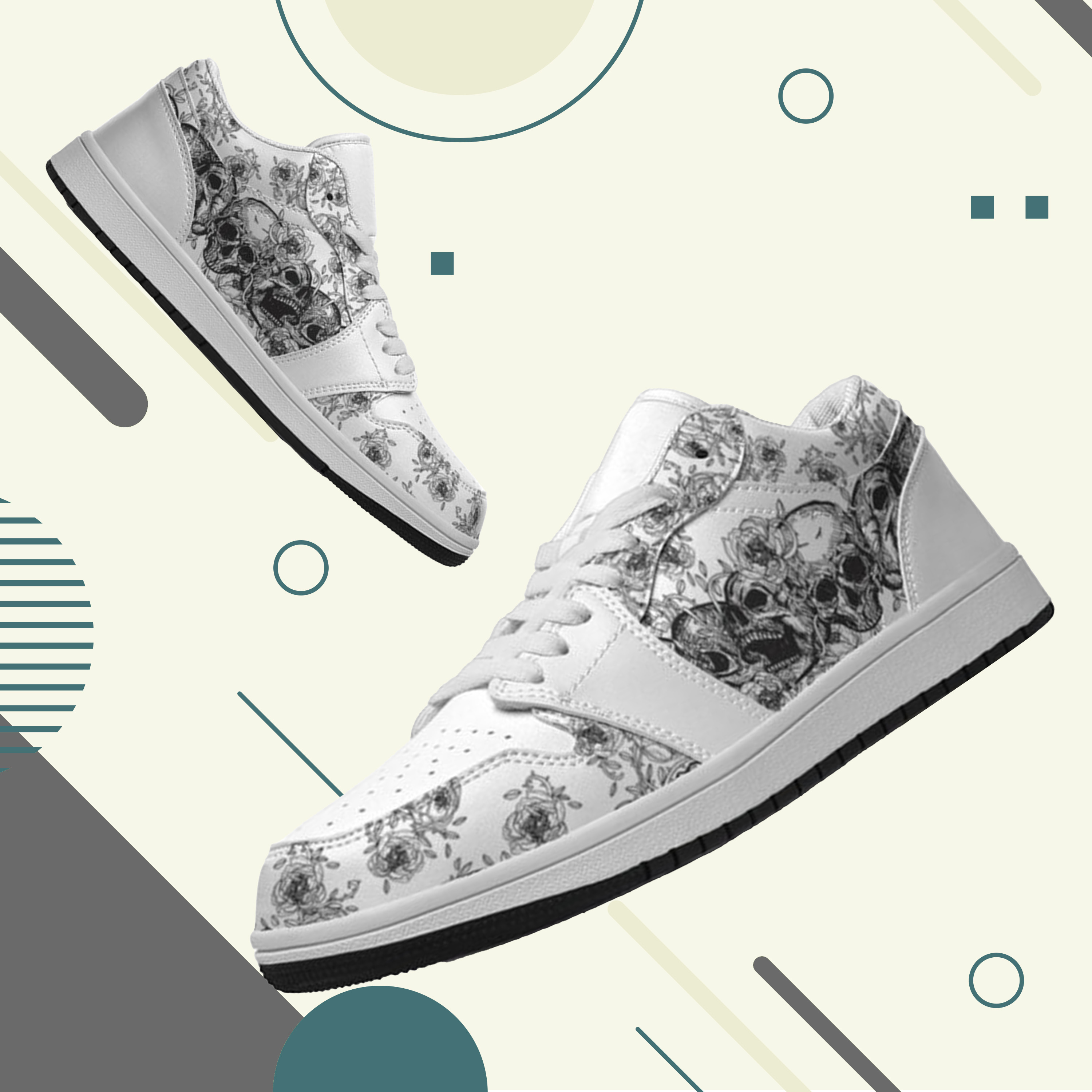 Jordan 1 Low-25-yy-skull-10, Jordan 1 Retro Low Sneakers, Personalized Gothic Shoes, Skull Design, Unisex Non Slip Walking Sneakers, Lightweight Breathable Running Shoes, Casual Sports Shoes, Unique Holidays Gifts