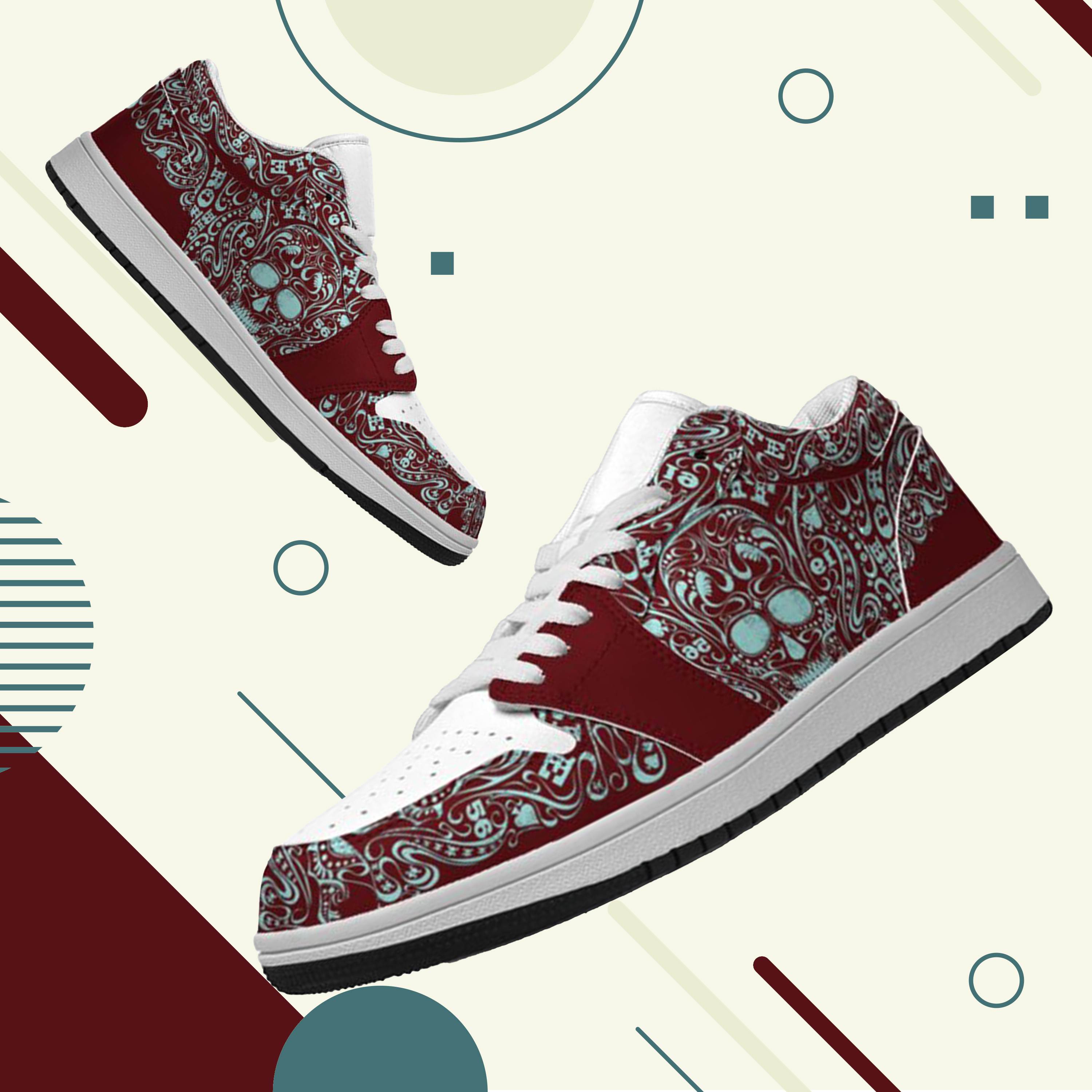 Jordan 1 Retro Low Sneakers, Personalized Gothic Shoes, Skull Design, Unisex Non Slip Walking Sneakers, Lightweight Breathable Running Shoes, Casual Sports Shoes, Unique Holidays Gifts