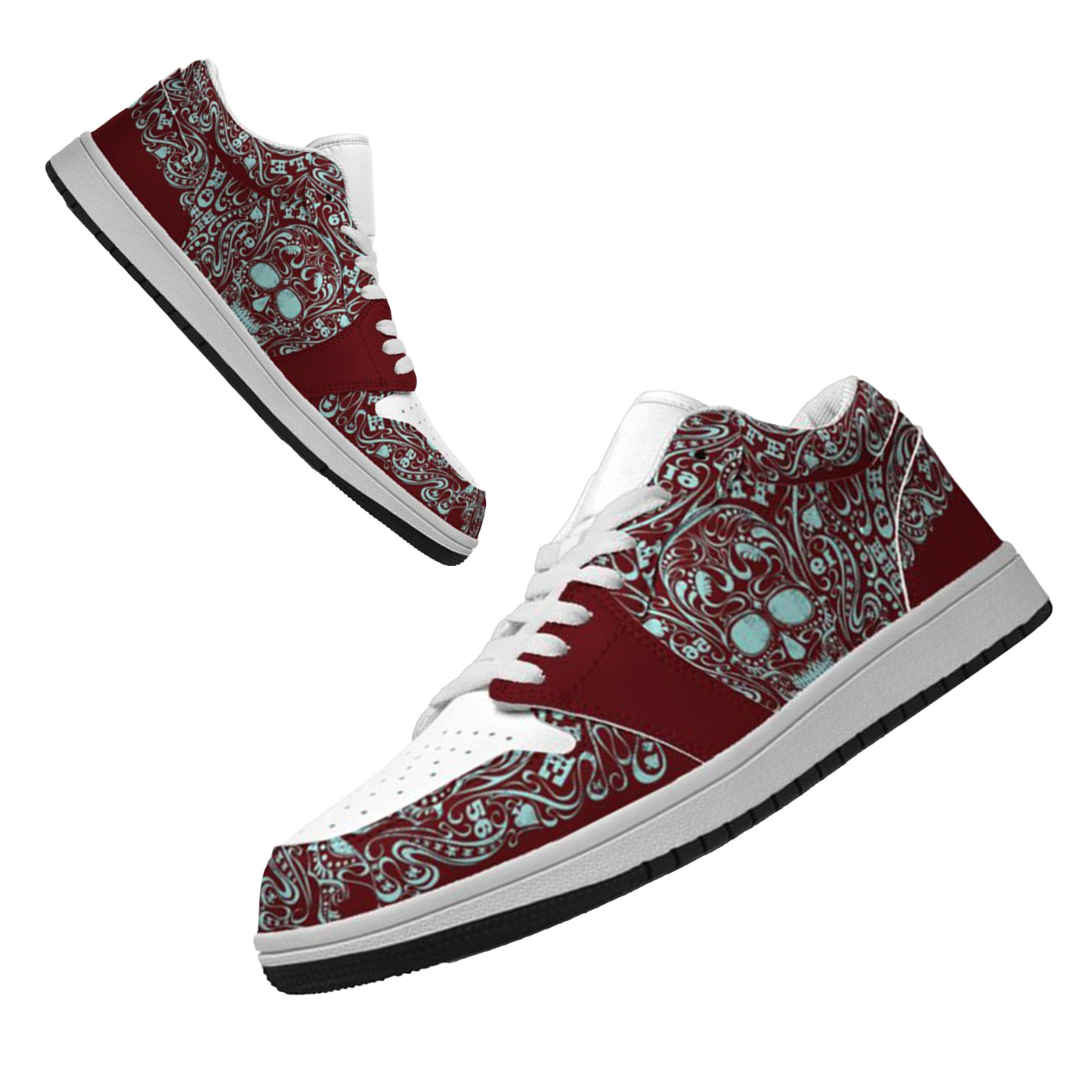 Jordan 1 Low-25-yy-skull-14, Jordan 1 Retro Low Sneakers, Personalized Gothic Shoes, Skull Design, Unisex Non Slip Walking Sneakers, Lightweight Breathable Running Shoes, Casual Sports Shoes, Unique Holidays Gifts