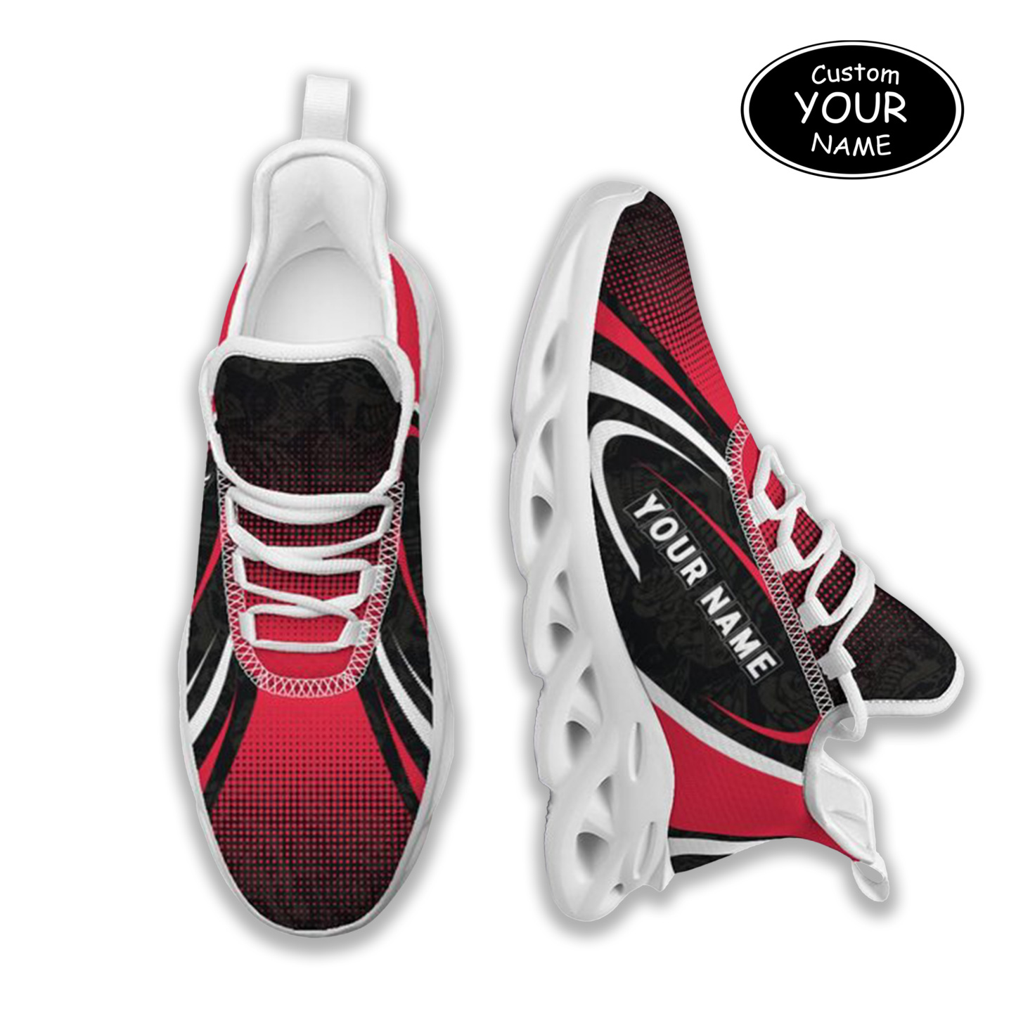Max Sowl-25-yy-Cincinnati-24-6, Personalized Cincinnati Bearcats Custom Max Sowl Shoes, Personalized Skull Sport Footwear, Custom Color-Blocked Running Shoes
