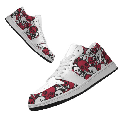 Jordan 1 Low-25-yy-skull-18, Jordan 1 Retro Low Sneakers, Personalized Gothic Shoes, Skull Design, Unisex Non Slip Walking Sneakers, Lightweight Breathable Running Shoes, Casual Sports Shoes, Unique Holidays Gifts