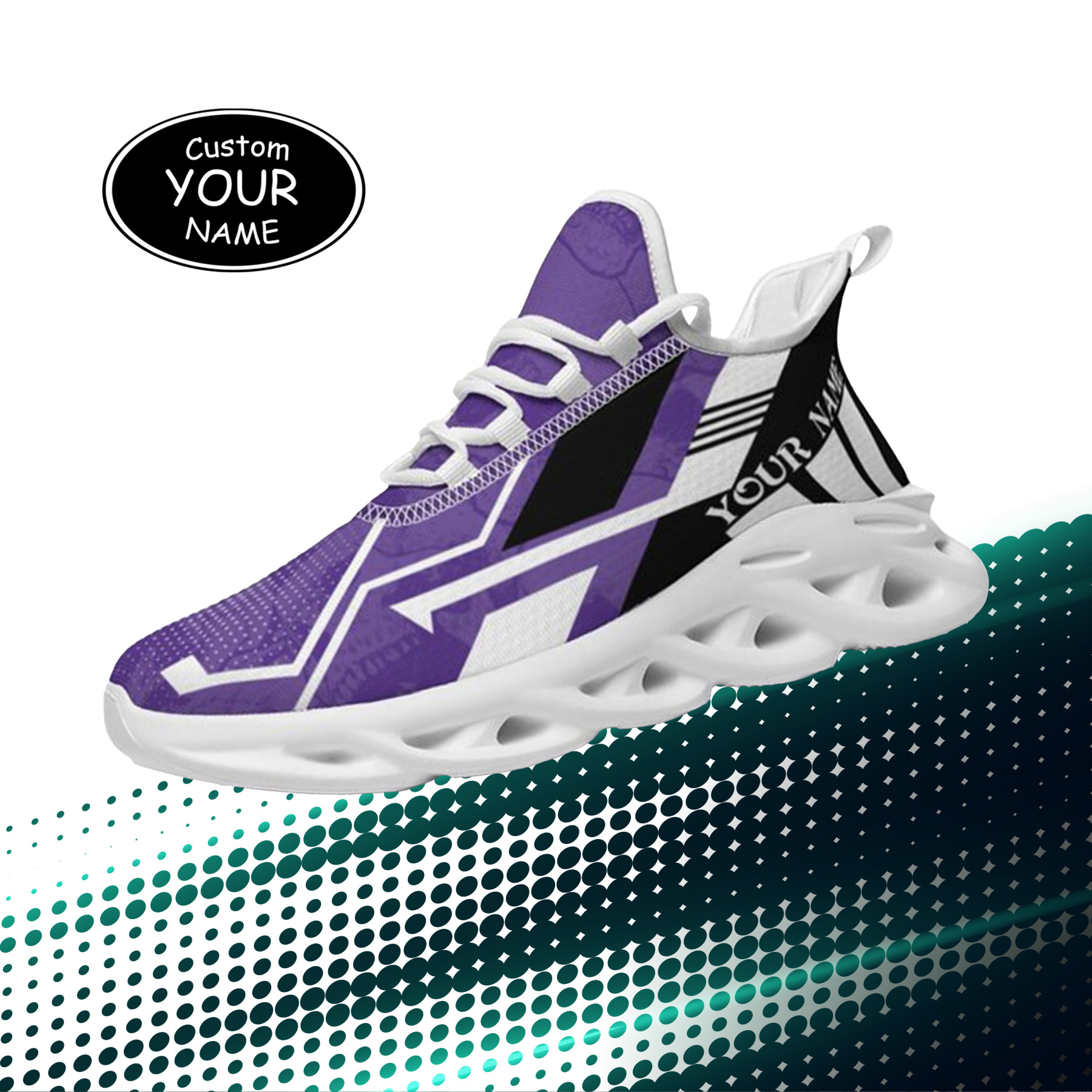 Personalized Northwestern Wildcats Custom Max Sowl Shoes, Personalized Skull Sport Footwear, Custom Color-Blocked Running Shoes