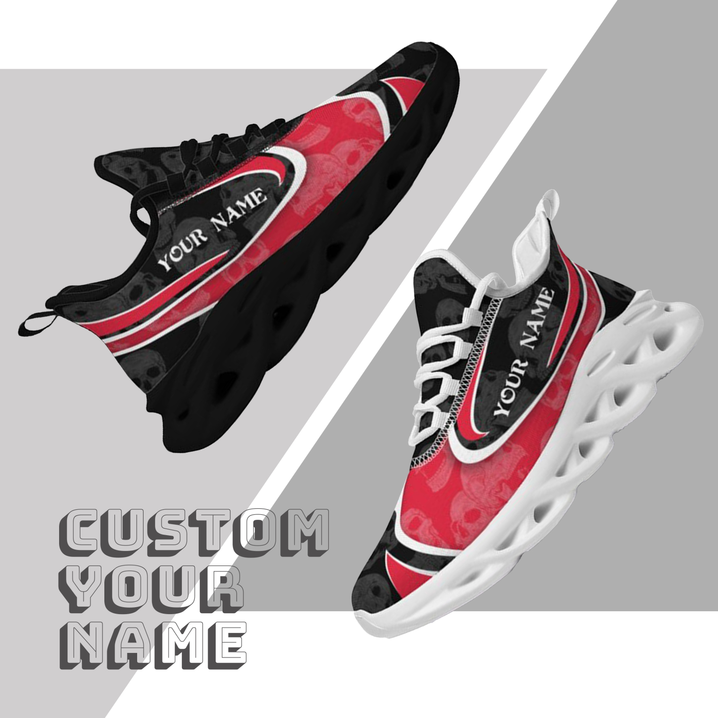 Personalized Cincinnati Bearcats Custom Max Sowl Shoes, Personalized Skull Sport Footwear, Custom Color-Blocked Running Shoes