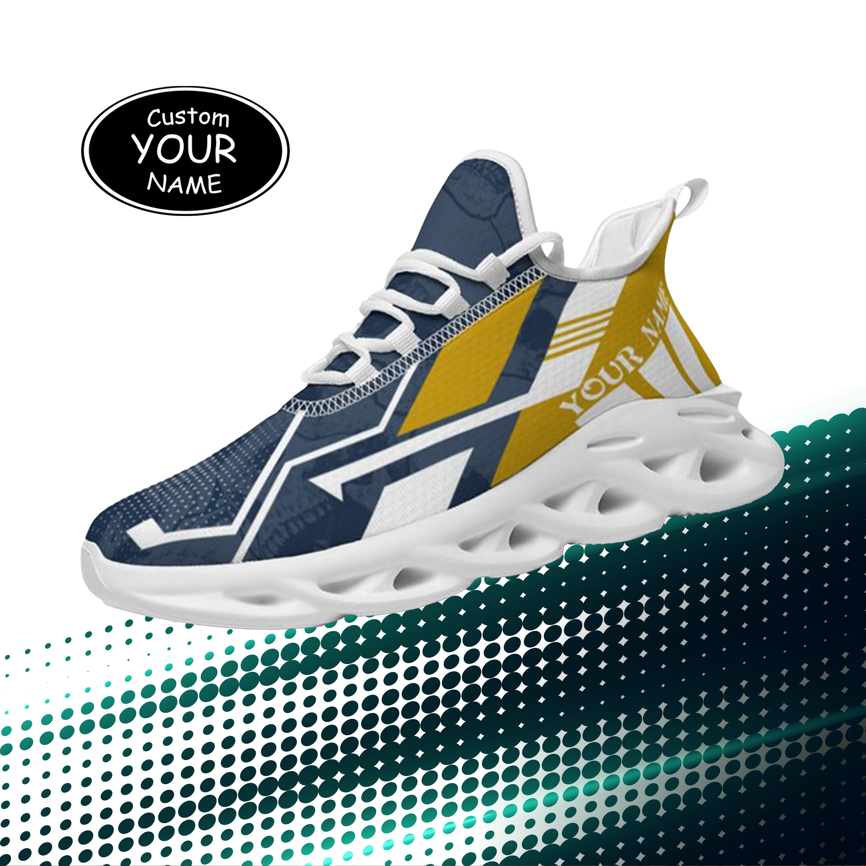 Max Sowl-25-yy-South Bend-5-5, Personalized Notre Dame Fighting Irish Custom Max Sowl Shoes, Personalized Skull Sport Footwear, Custom Color-Blocked Running Shoes