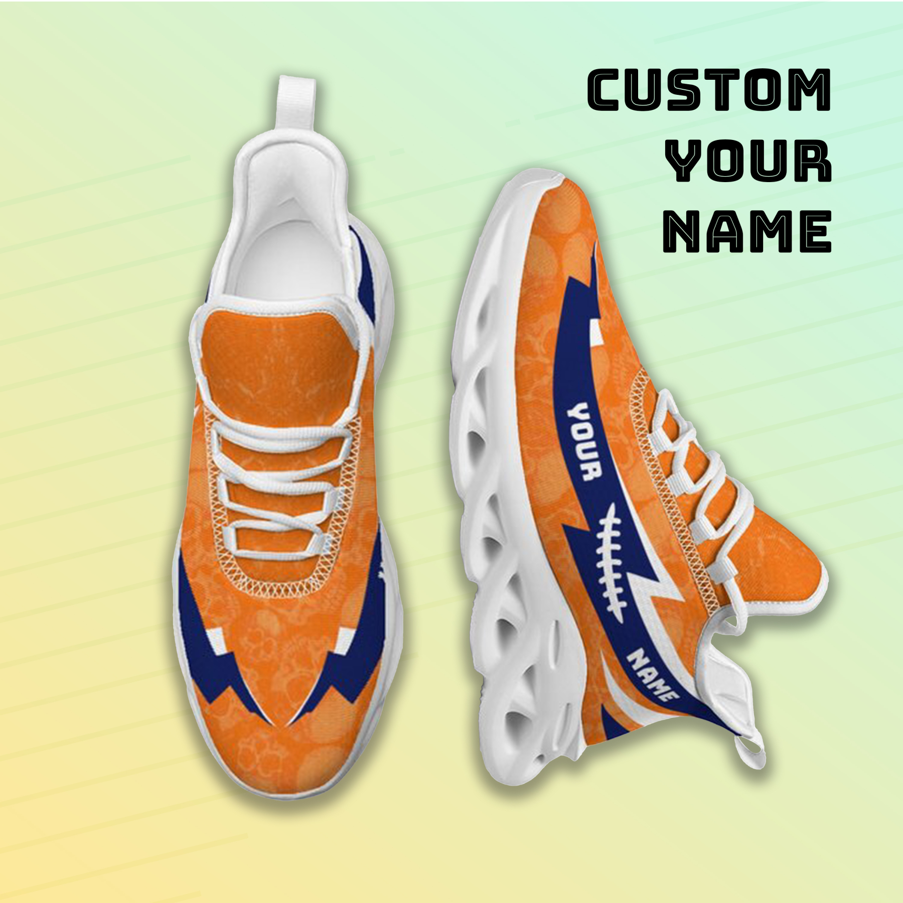 Personalized Syracuse Orange Custom Max Sowl Shoes, Personalized Skull Sport Footwear, Custom Color-Blocked Running Shoes