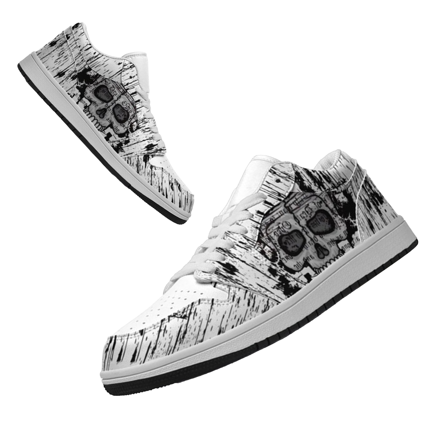 Jordan 1 Low-25-yy-skull-6, Jordan 1 Retro Low Sneakers, Personalized Gothic Shoes, Skull Design, Unisex Non Slip Walking Sneakers, Lightweight Breathable Running Shoes, Casual Sports Shoes, Unique Holidays Gifts