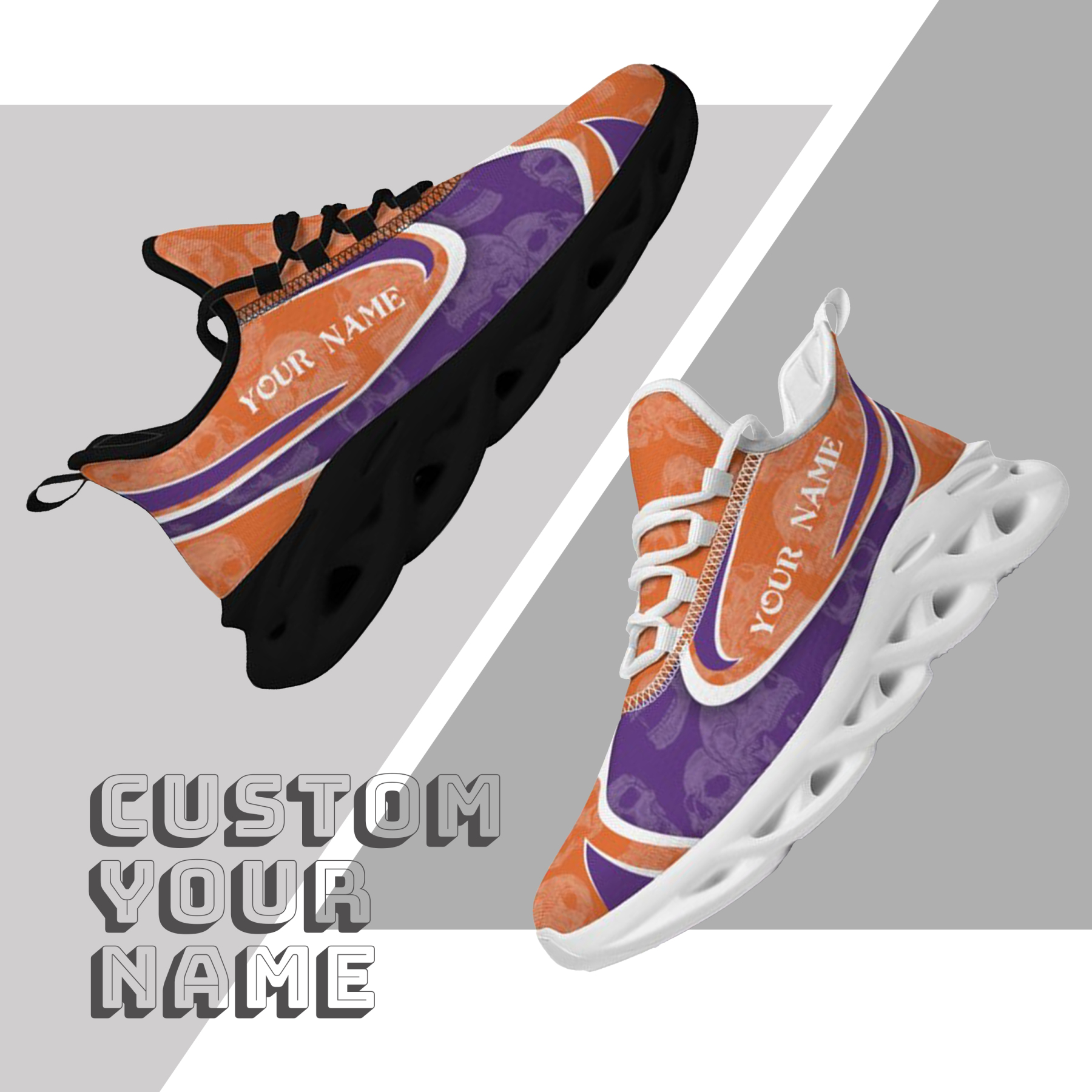Personalized Clemson Tigers Custom Max Sowl Shoes, Personalized Sport Footwear, Custom Color-Blocked Running Shoes