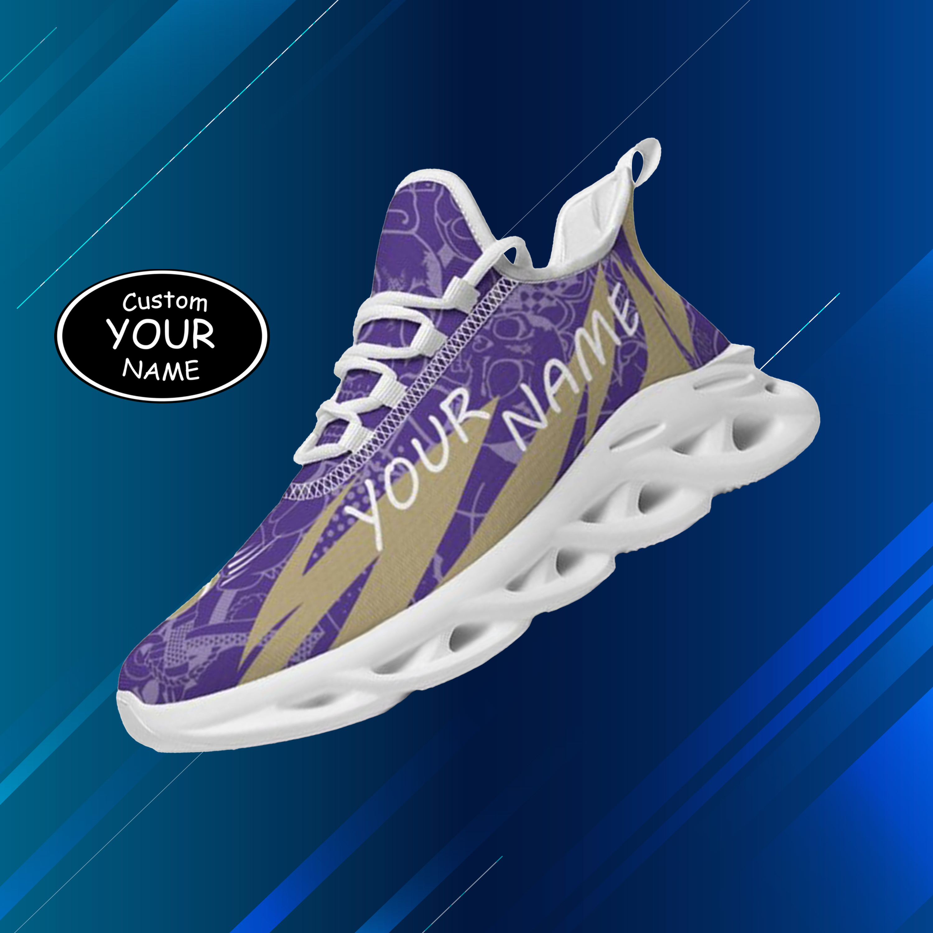 Max Sowl-25-yy-Seattle-13-4, Personalized Washington Huskies Custom Max Sowl Shoes, Personalized Sport Footwear, Custom Color-Blocked Running Shoes