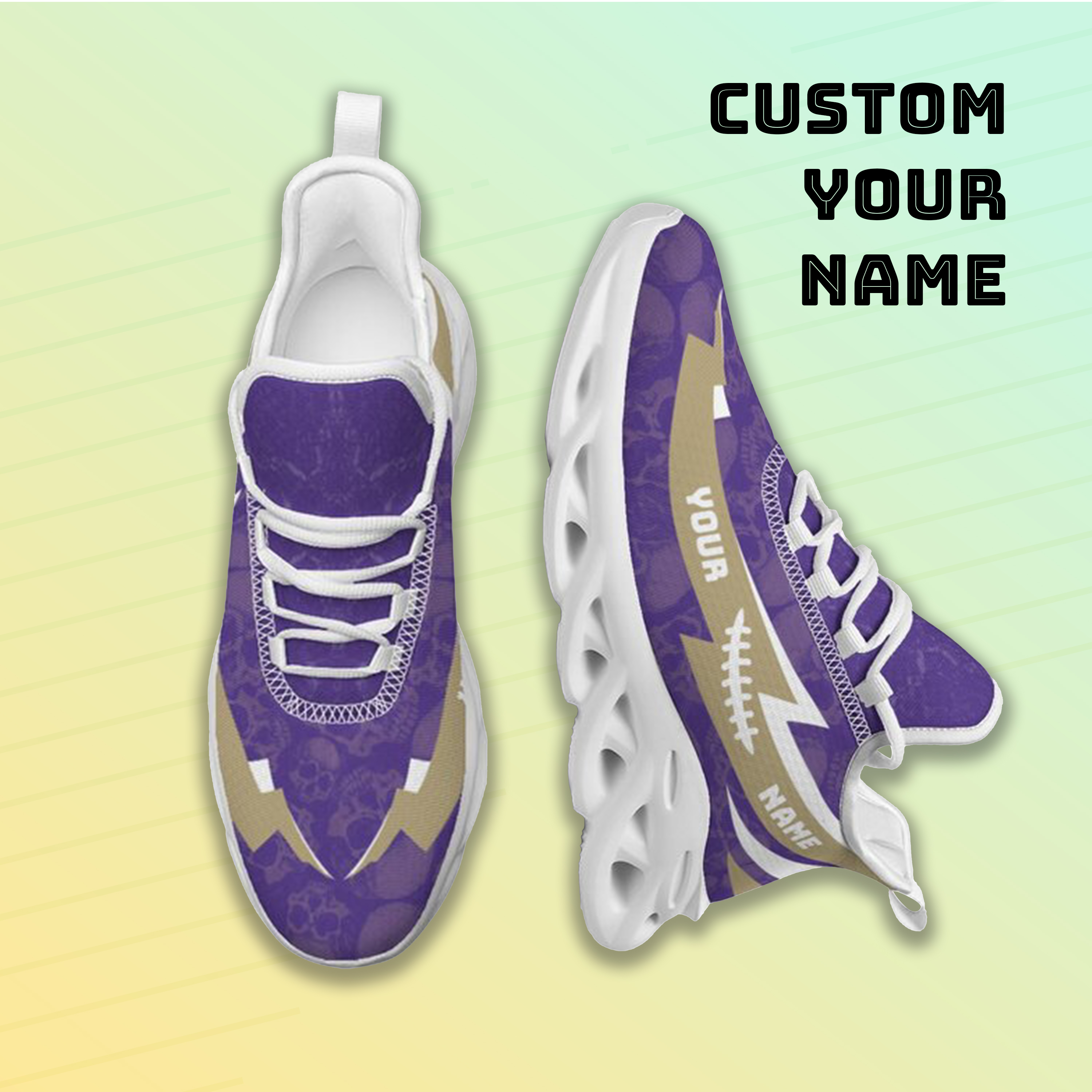 Personalized Washington Huskies Custom Max Sowl Shoes, Personalized Skull Sport Footwear, Custom Color-Blocked Running Shoes