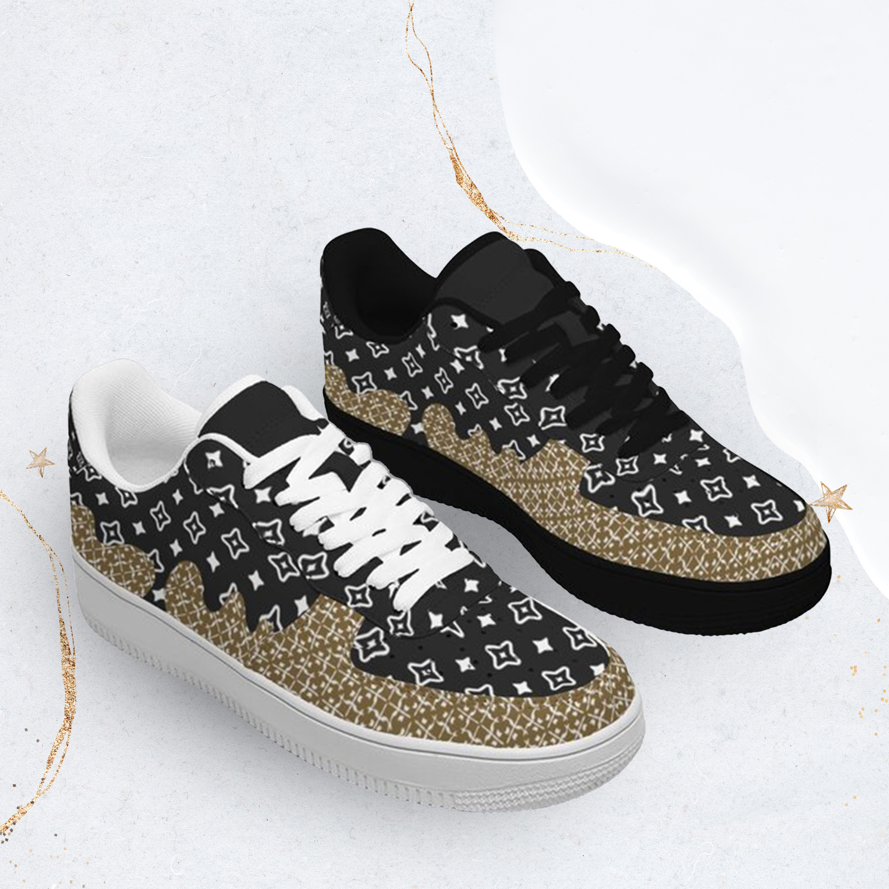 Air Force 1-25-yy-Quiet Luxe-4, Personalized Light Luxury Vintage Sneakers, Breathable Running Shoes, Printed Luxury-inspired Design, Anti-Slip Athletic Shoes, Lightweight Walking Sneakers