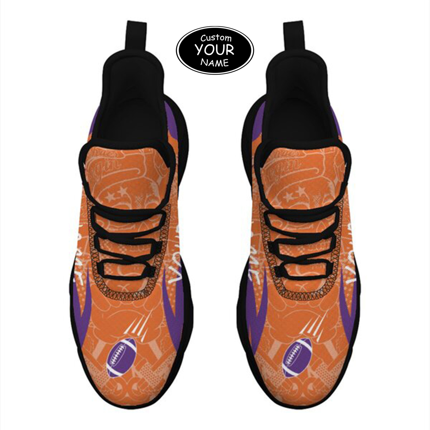 Max Sowl-25-yy-Clemson-1-4, Personalized Clemson Tigers Custom Max Sowl Shoes, Personalized Sport Footwear, Custom Color-Blocked Running Shoes