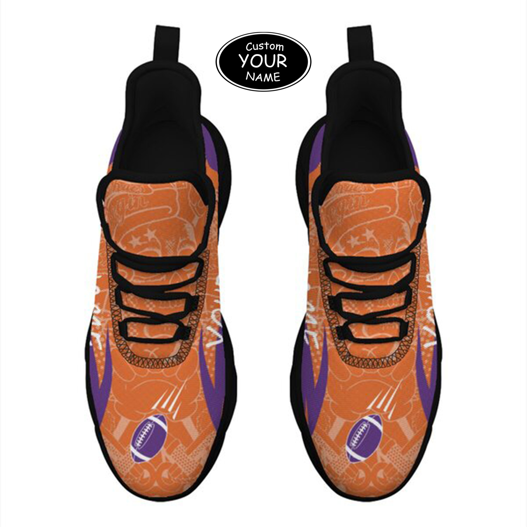 Max Sowl-25-yy-Clemson-1-4, Personalized Clemson Tigers Custom Max Sowl Shoes, Personalized Sport Footwear, Custom Color-Blocked Running Shoes