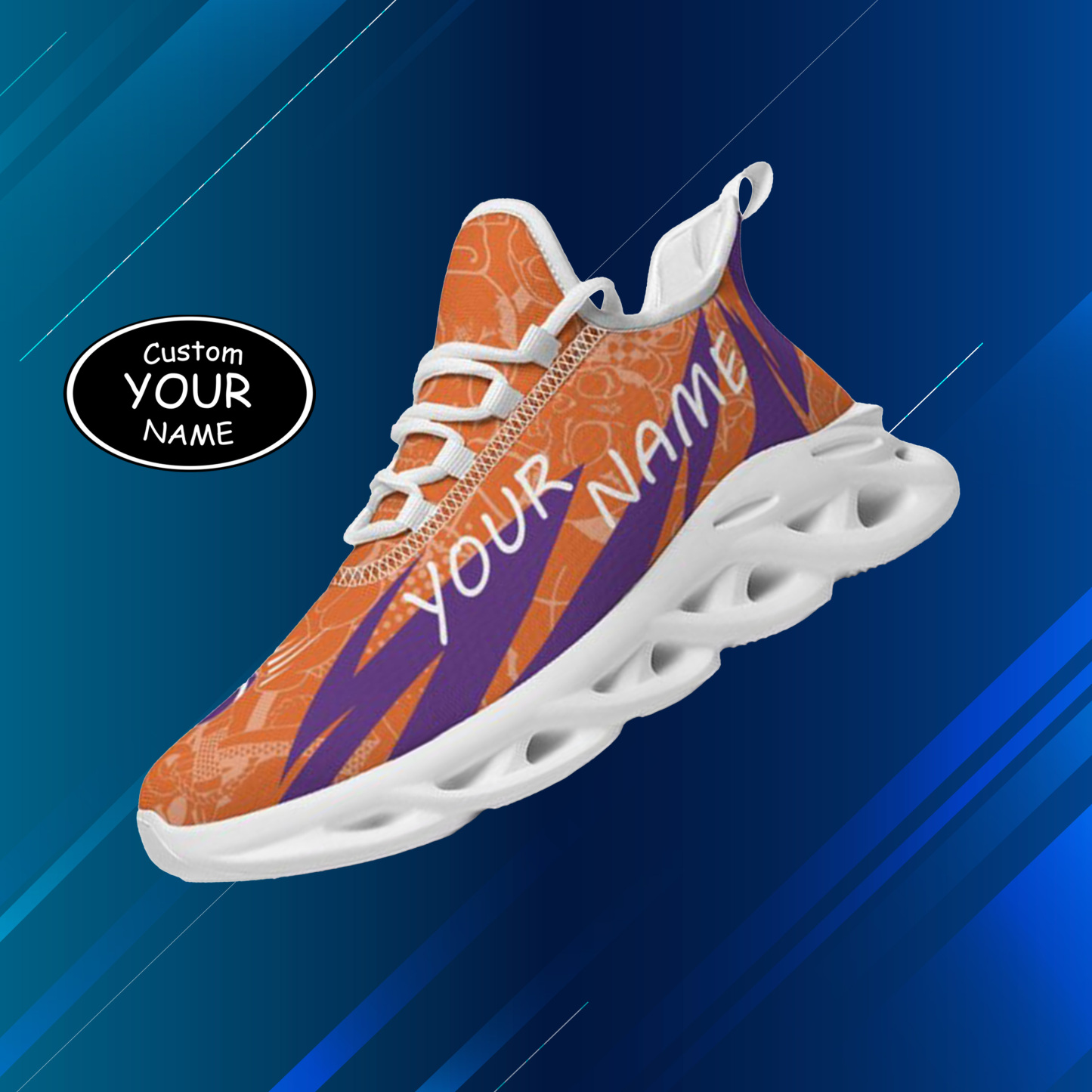 Personalized Clemson Tigers Custom Max Sowl Shoes, Personalized Sport Footwear, Custom Color-Blocked Running Shoes