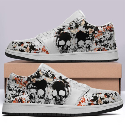Jordan 1 Low-25-cy-skull-15, Jordan 1 Retro Low Sneakers, Personalized Gothic Shoes, Skull Design, Unisex Non Slip Walking Sneakers, Lightweight Breathable Running Shoes, Casual Sports Shoes, Unique Holidays Gifts