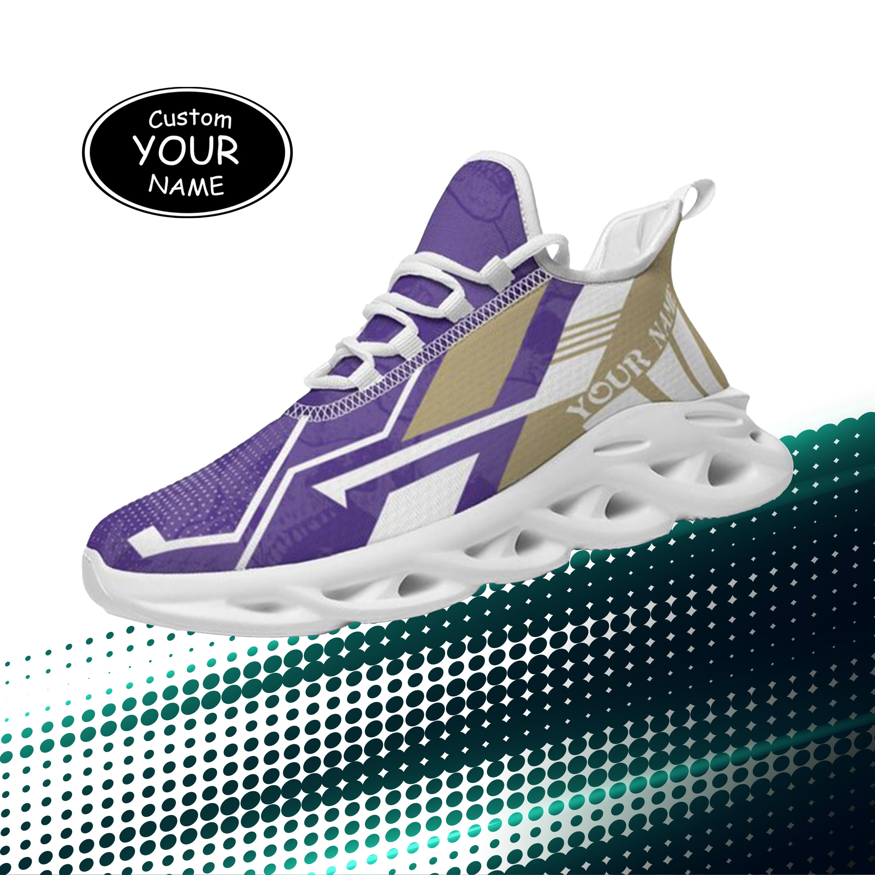 Personalized Washington Huskies Custom Max Sowl Shoes, Personalized Skull Sport Footwear, Custom Color-Blocked Running Shoes