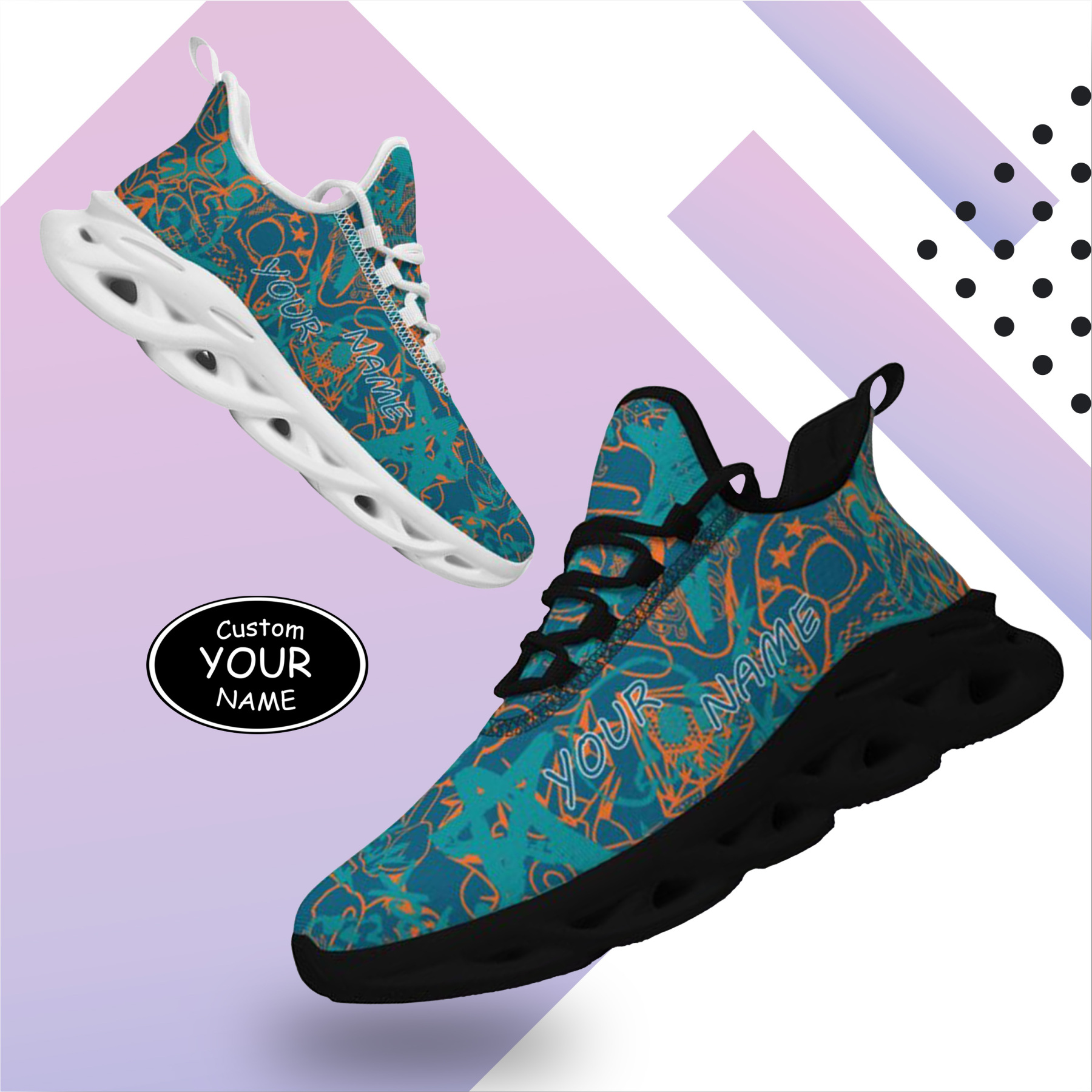 Miami, Personalized Sneakers, Custom Breathable Walking Shoes, Patriotic Running Shoes