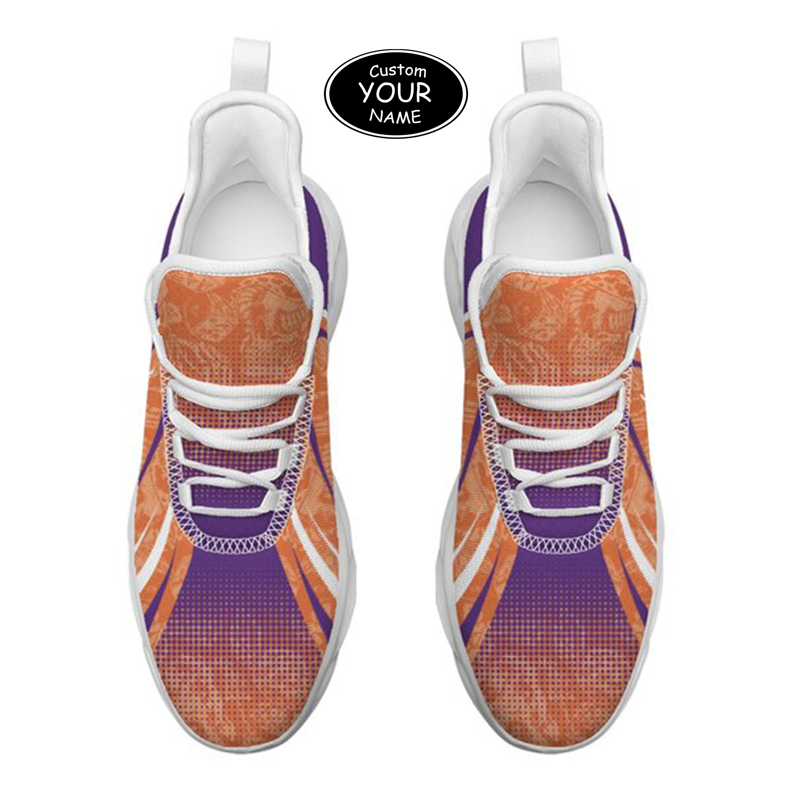 Max Sowl-25-yy-Clemson-1-6, Personalized Clemson Tigers Custom Max Sowl Shoes, Personalized Skull Sport Footwear, Custom Color-Blocked Running Shoes