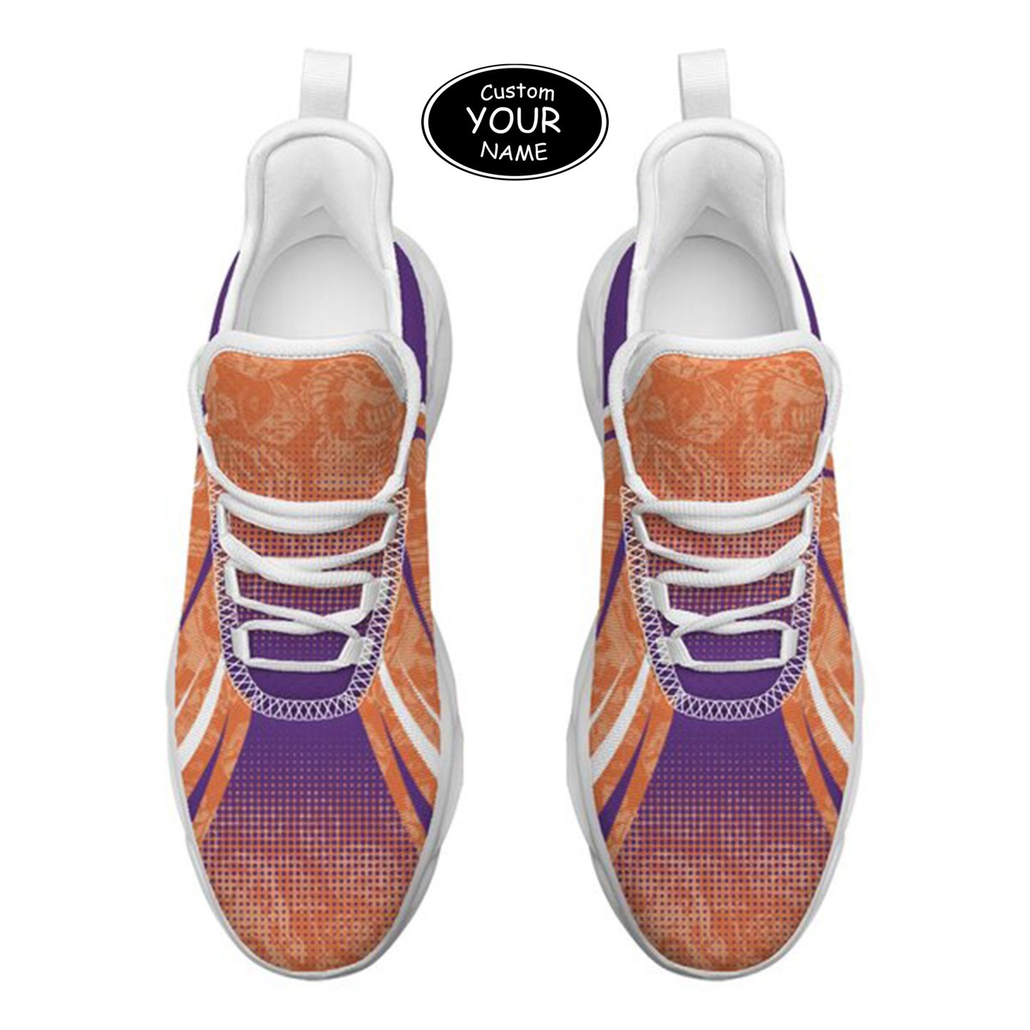 Max Sowl-25-yy-Clemson-1-6, Personalized Clemson Tigers Custom Max Sowl Shoes, Personalized Skull Sport Footwear, Custom Color-Blocked Running Shoes