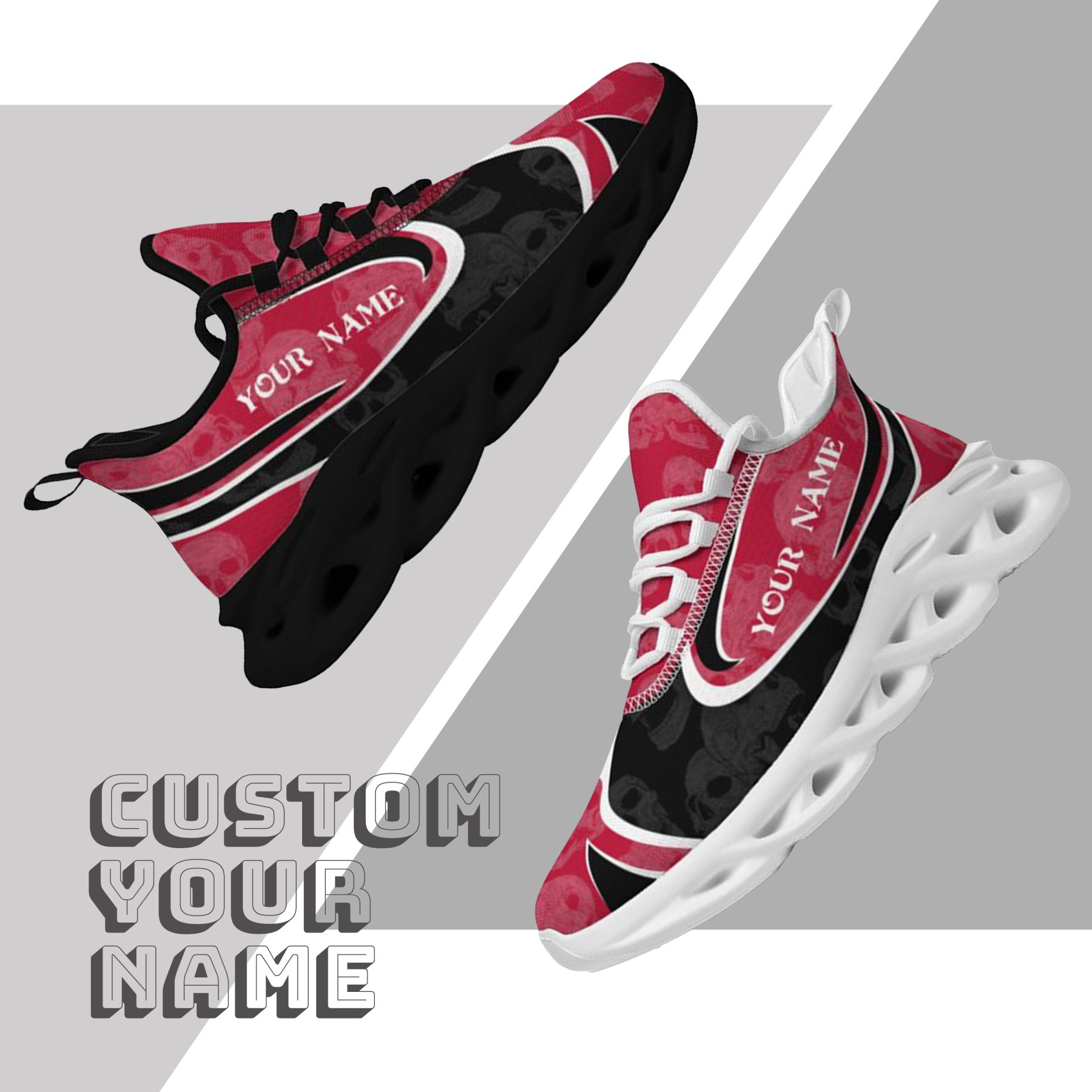 Personalized Georgia Bulldogs Custom Max Sowl Shoes, Personalized Skull Sport Footwear, Custom Color-Blocked Running Shoes
