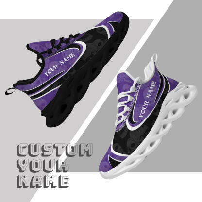 Personalized Northwestern Wildcats Custom Max Sowl Shoes, Personalized Skull Sport Footwear, Custom Color-Blocked Running Shoes