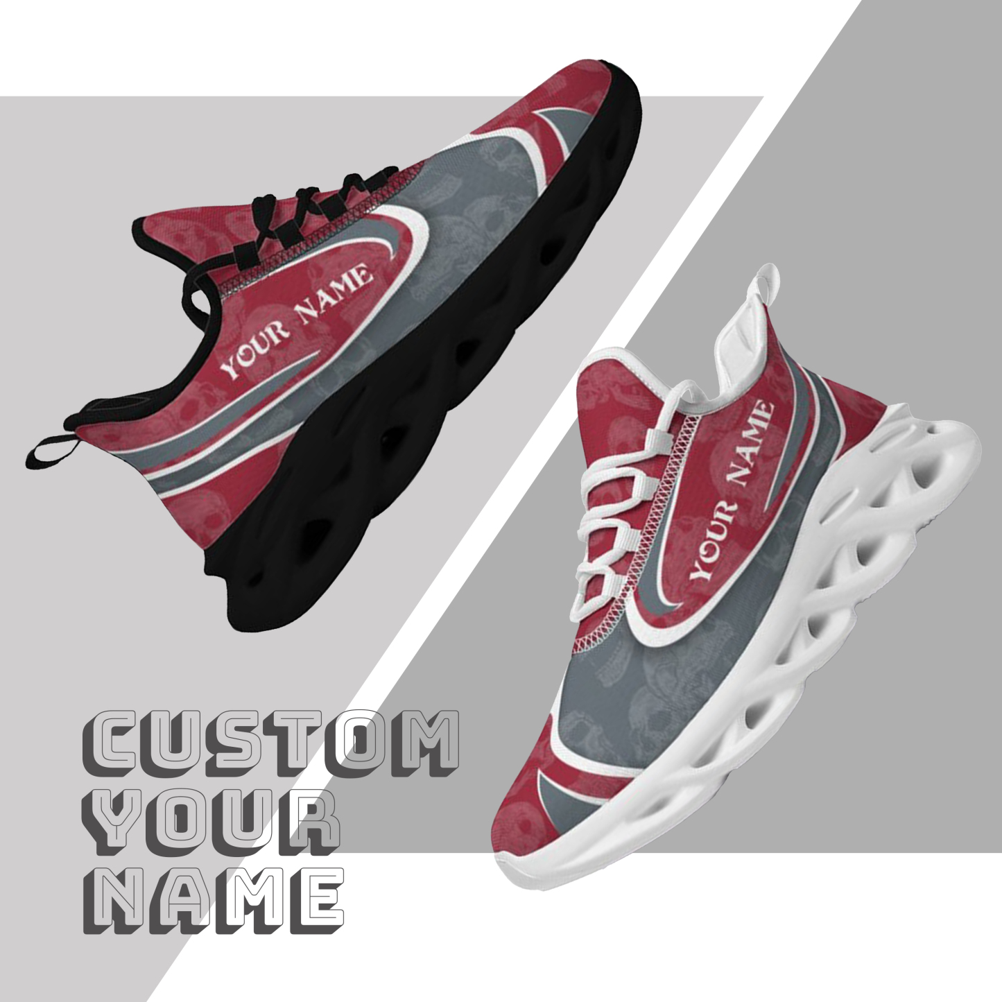 Personalized Washington State Cougars Custom Max Sowl Shoes, Personalized Skull Sport Footwear, Custom Color-Blocked Running Shoes