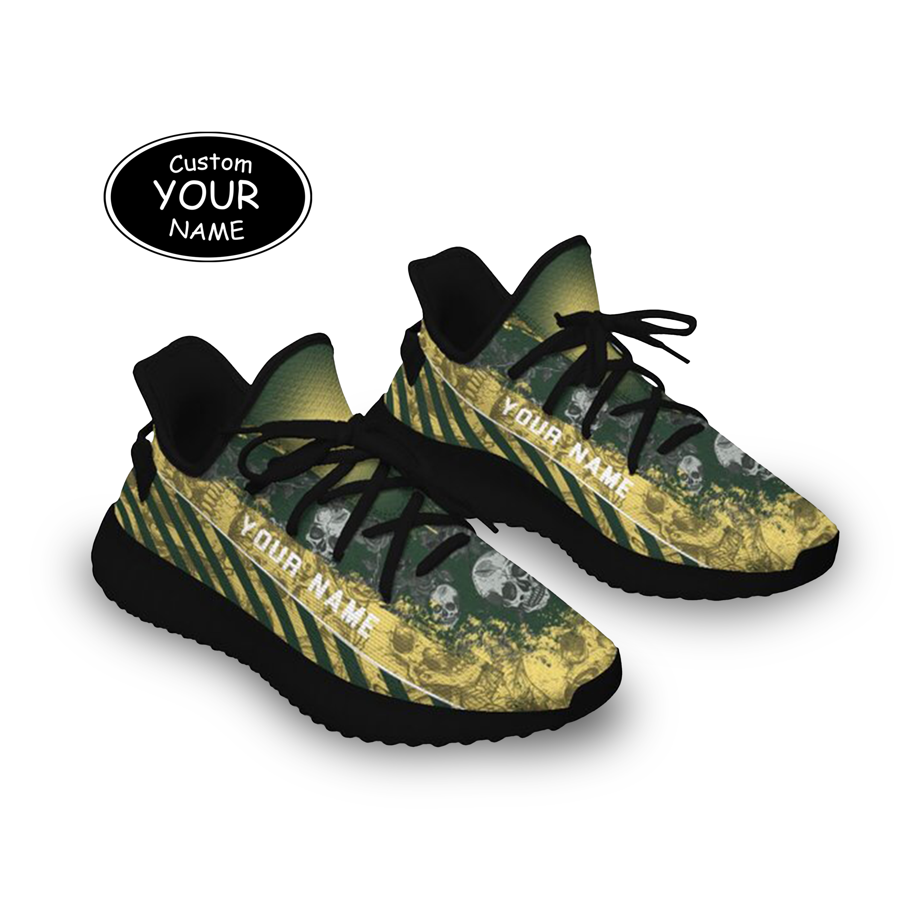 SH051-25-cy-Green Bay-13-2，Personalized  Green Bay Sneakers, Custom Breathable Walking Shoes, Patriotic Running Shoes