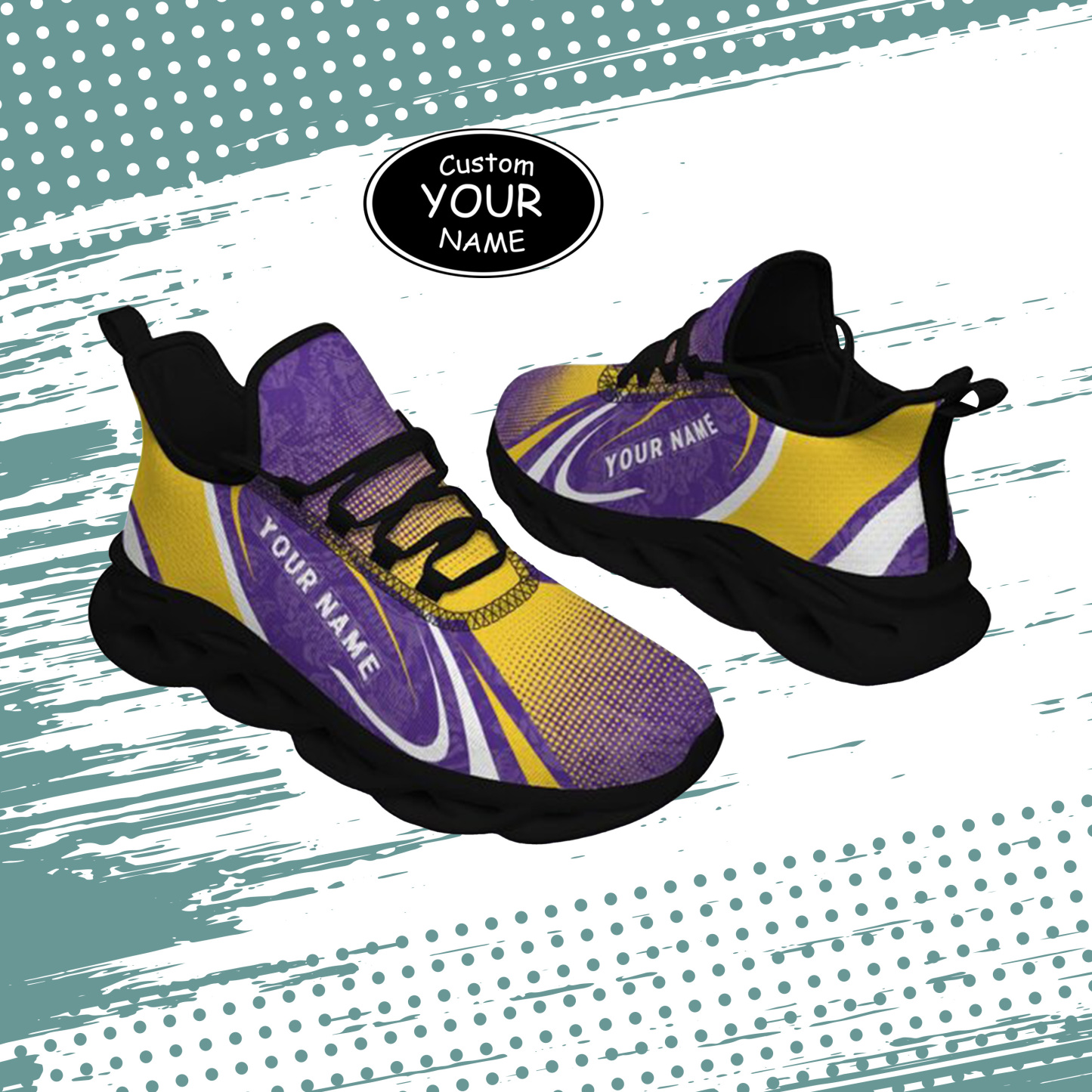 Max Sowl-25-yy-Baton Rouge-6-6, Personalized LSU Tigers Custom Max Sowl Shoes, Personalized Skull Sport Footwear, Custom Color-Blocked Running Shoes