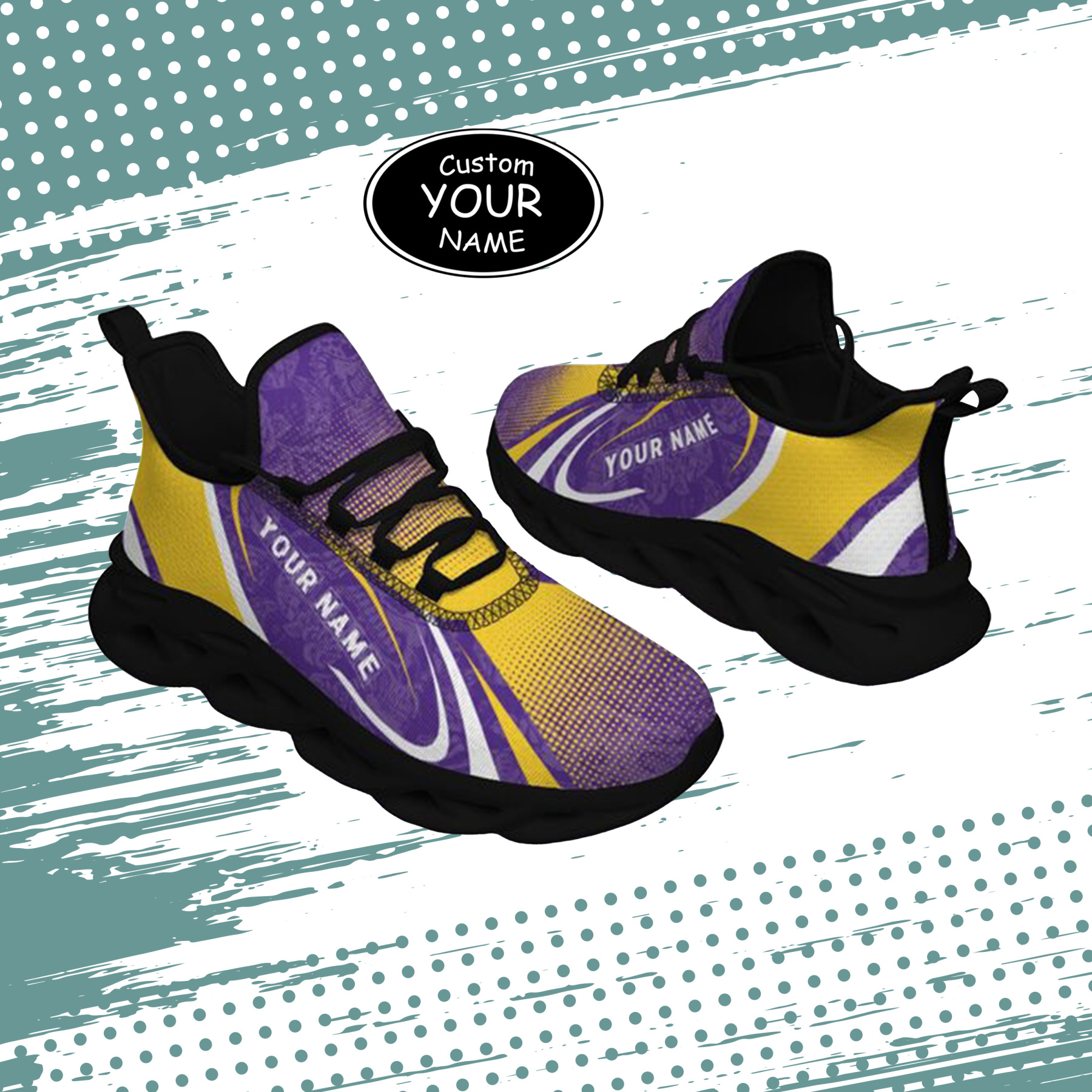 Max Sowl-25-yy-Baton Rouge-6-6, Personalized LSU Tigers Custom Max Sowl Shoes, Personalized Skull Sport Footwear, Custom Color-Blocked Running Shoes