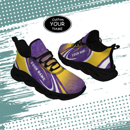 Max Sowl-25-yy-Baton Rouge-6-6, Personalized LSU Tigers Custom Max Sowl Shoes, Personalized Skull Sport Footwear, Custom Color-Blocked Running Shoes