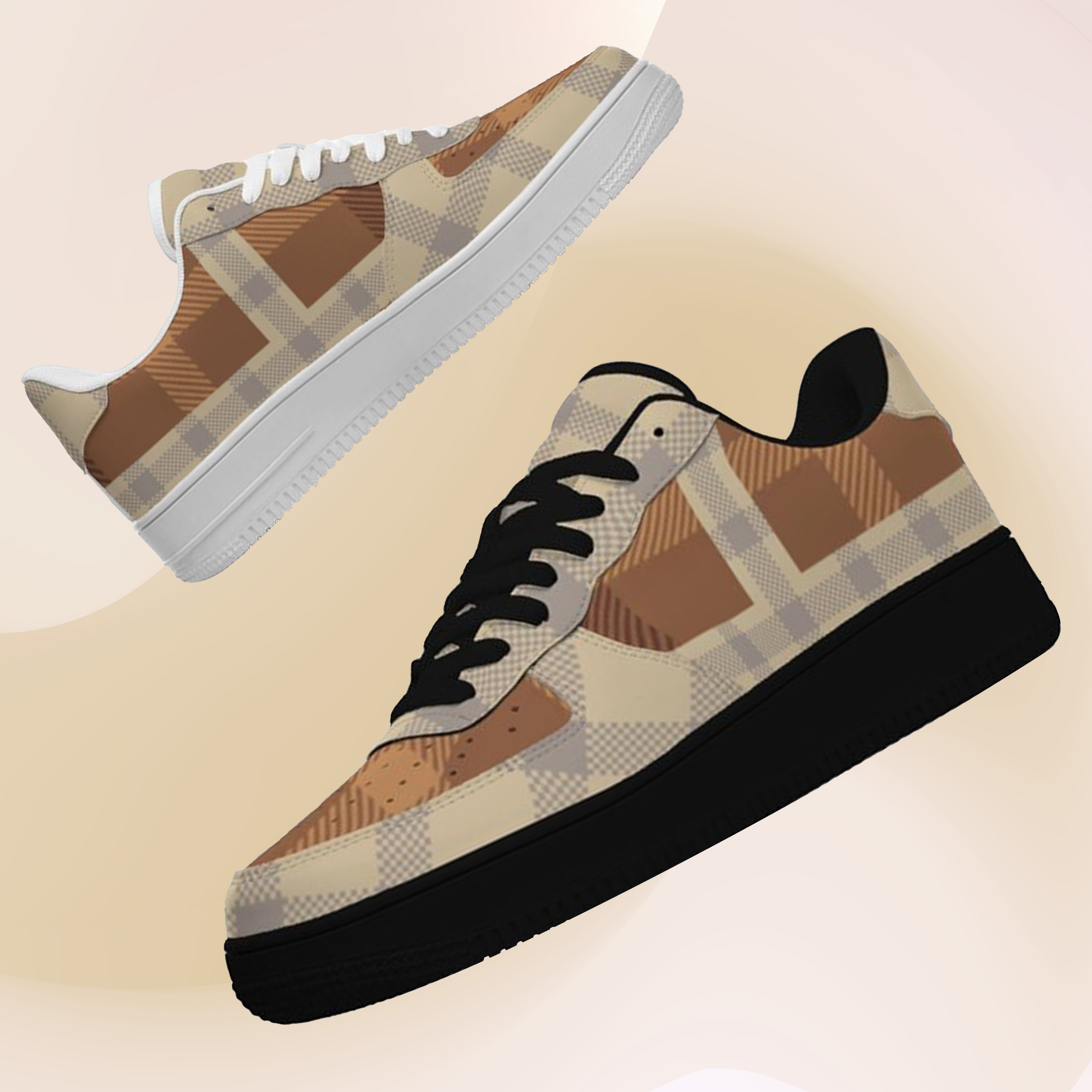 Air Force 1-25-yy-Quiet Luxe-8, Personalized Light Luxury Vintage Sneakers, Custom Patchwork Design, Light Breathable, Casual Walking Shoes, Fashion Sneakers