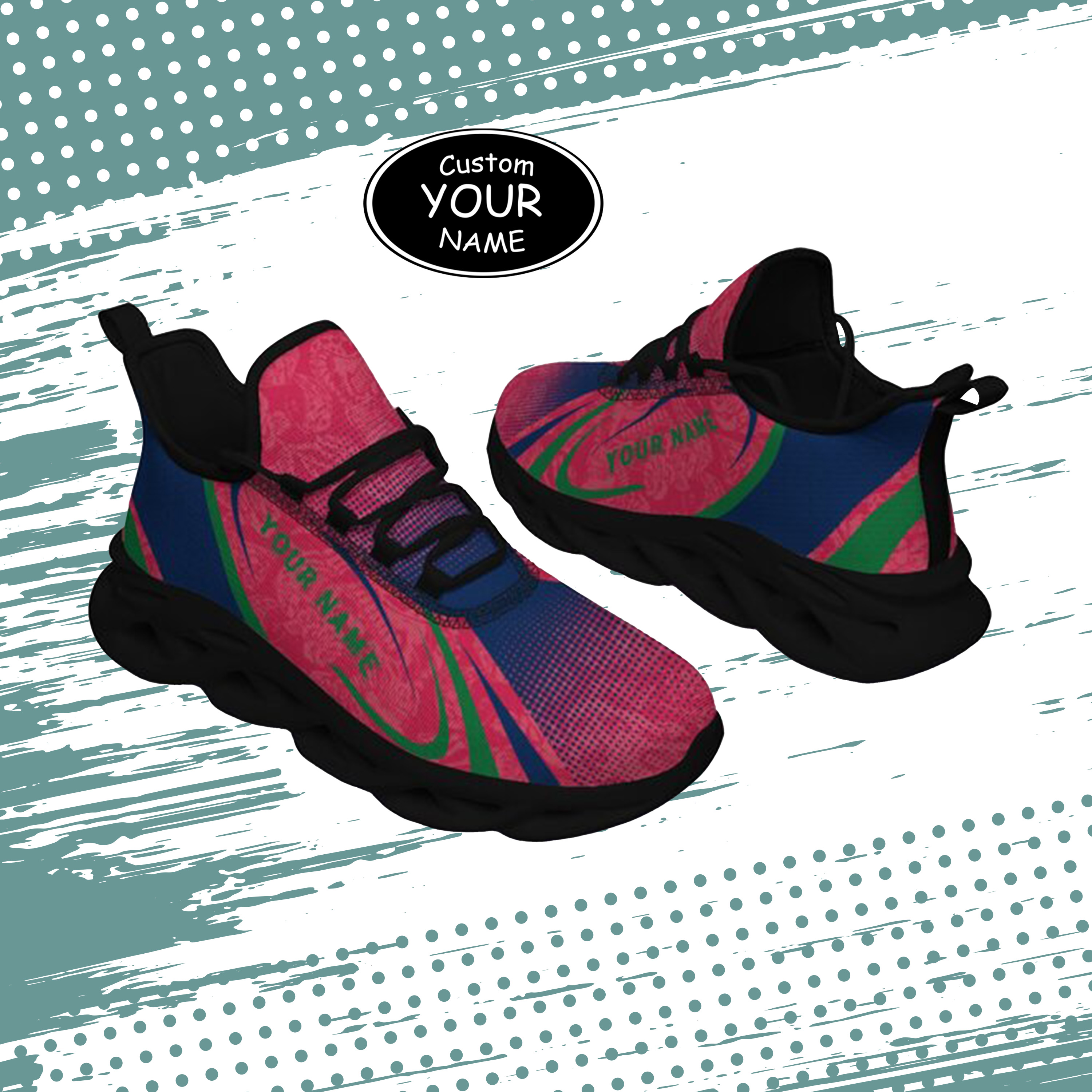 Max Sowl-25-yy-Fresno-18-6, Personalized Fresno State Bulldogs Custom Max Sowl Shoes, Personalized Skull Sport Footwear, Custom Color-Blocked Running Shoes