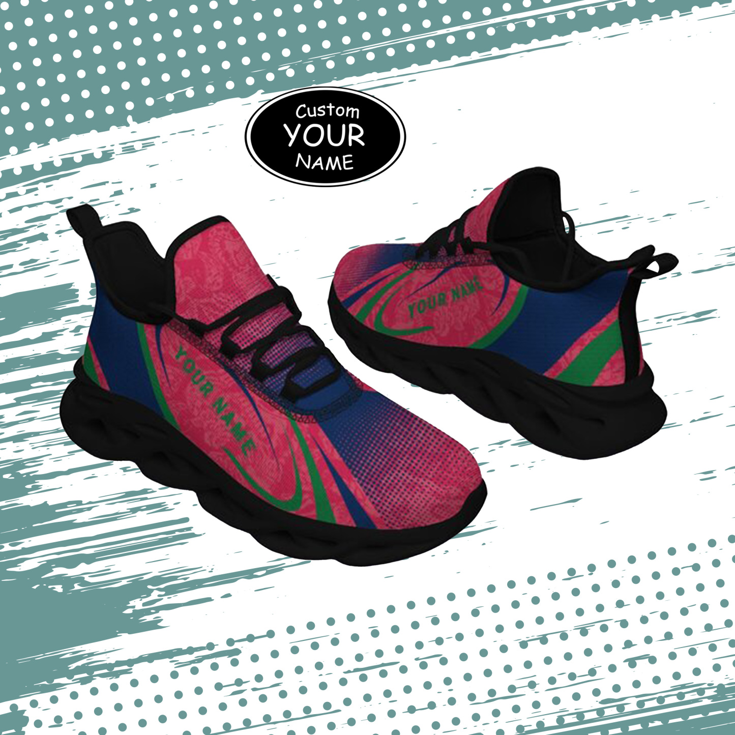 Max Sowl-25-yy-Fresno-18-6, Personalized Fresno State Bulldogs Custom Max Sowl Shoes, Personalized Skull Sport Footwear, Custom Color-Blocked Running Shoes