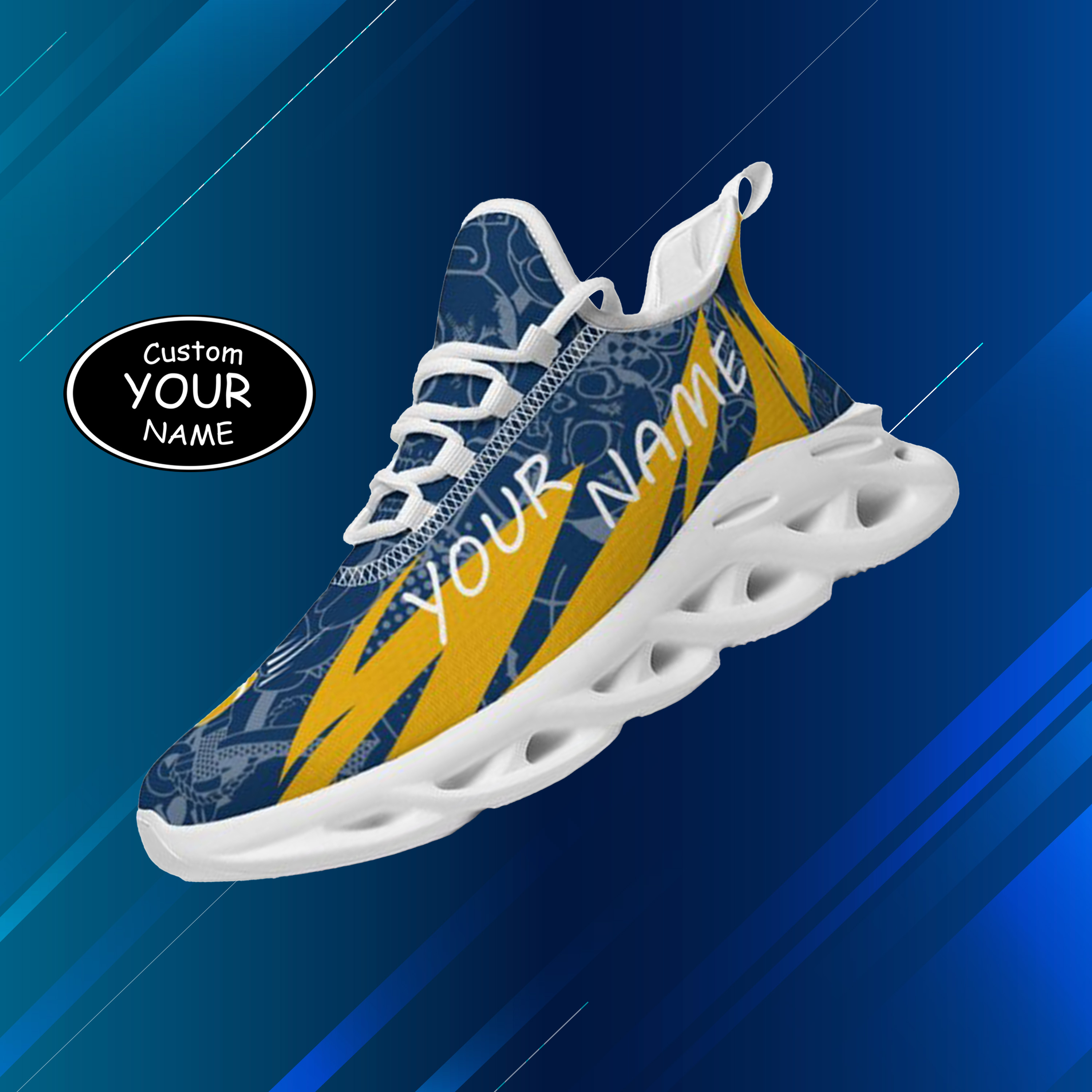 Max Sowl-25-yy-Morgantown-20-4, Personalized West Virginia Mountaineers Custom Max Sowl Shoes, Personalized Sport Footwear, Custom Color-Blocked Running Shoes
