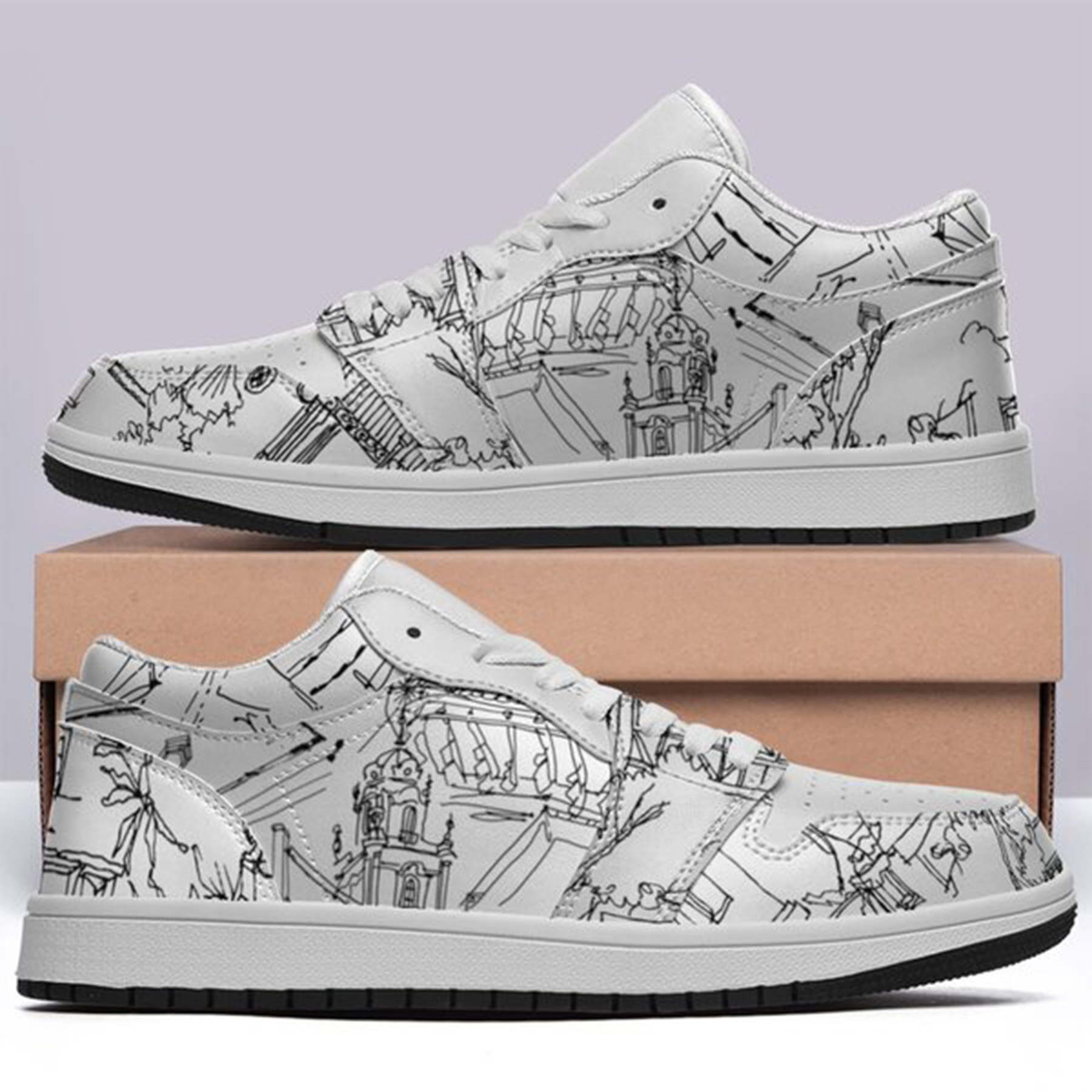 Jordan 1-25-cy-Quiet Luxe-9, Jordan 1 Retro Low Sneakers, Personalized Light Luxury Vintage Sneakers, Custom Printed Design, Light Breathable, Casual Walking Shoes, Fashion Sneakers