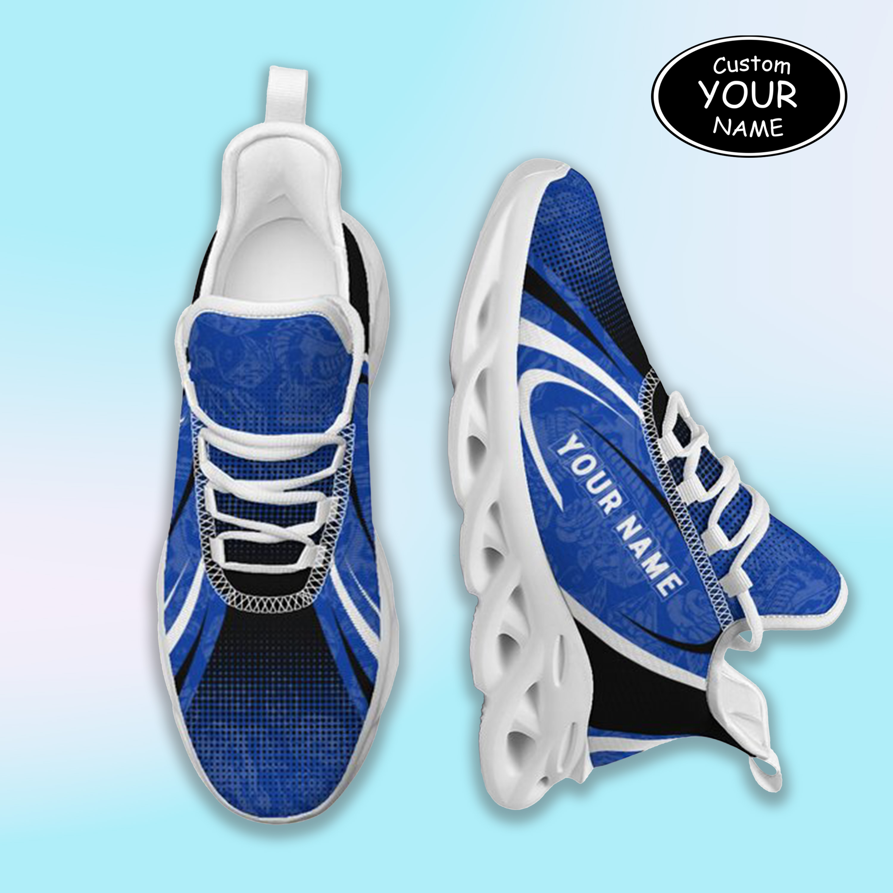 Personalized Kentucky Wildcats Custom Max Sowl Shoes, Personalized Skull Sport Footwear, Custom Color-Blocked Running Shoes