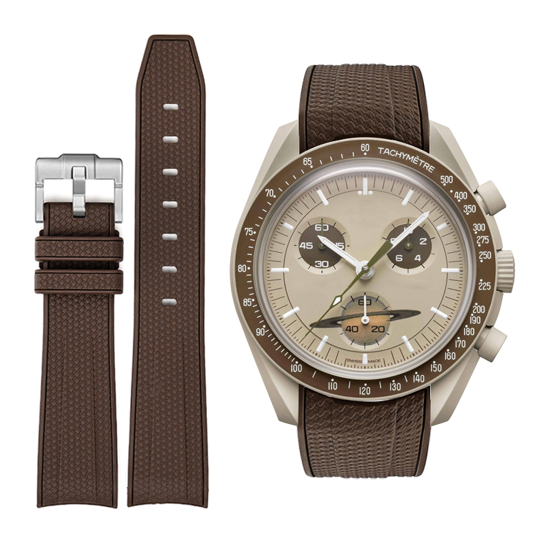 For Swatch Omega Rubber Nylon Woven Strap moomswatchMISSION TO SATURN 