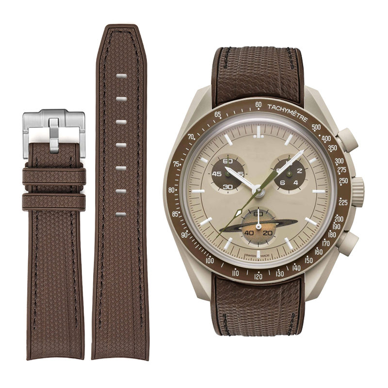 For Swatch Omega  Rubber Nylon Woven Strap moomswatch MISSION TO SATURN watch band