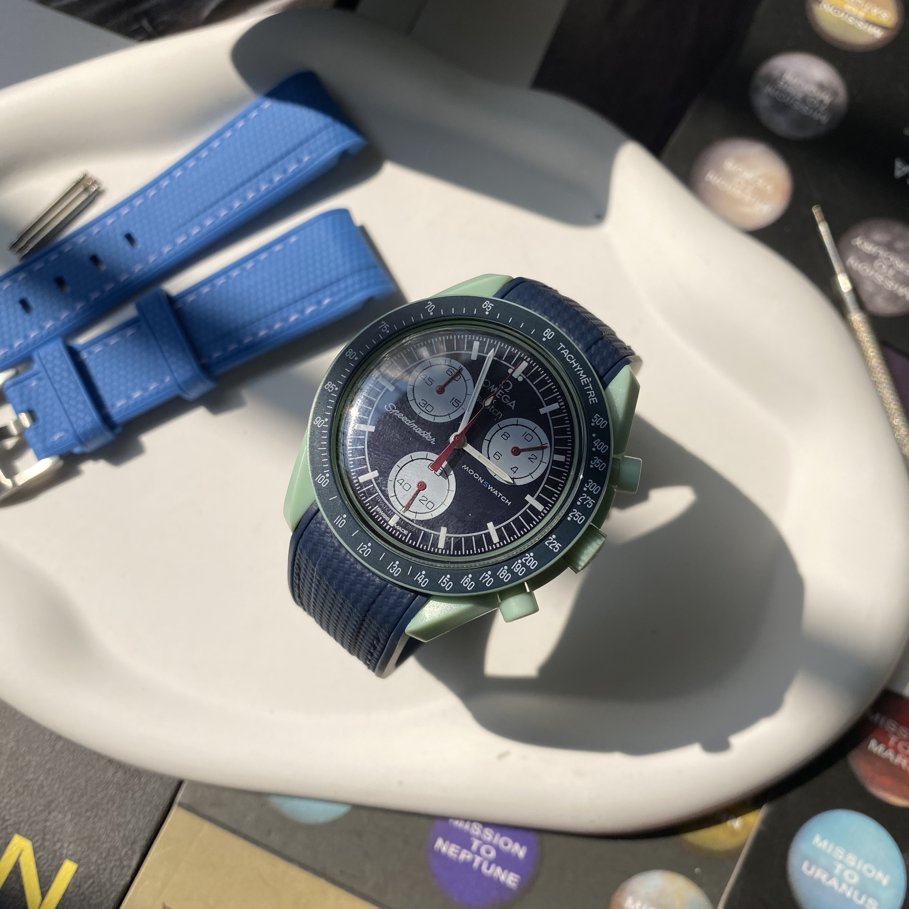 F‌or Swatch Omega Straps MoonSwatch Mission on Earth  Rubber watch band