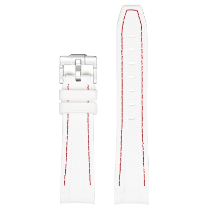 F‌or Swatch Omega Straps MoonSwatch Mission to Mars Rubber watch band White Base with Red Stitching