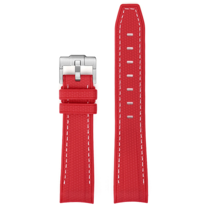F‌or Swatch Omega Straps MoonSwatch Mission to Mars Rubber watch band White Base with Red Stitching