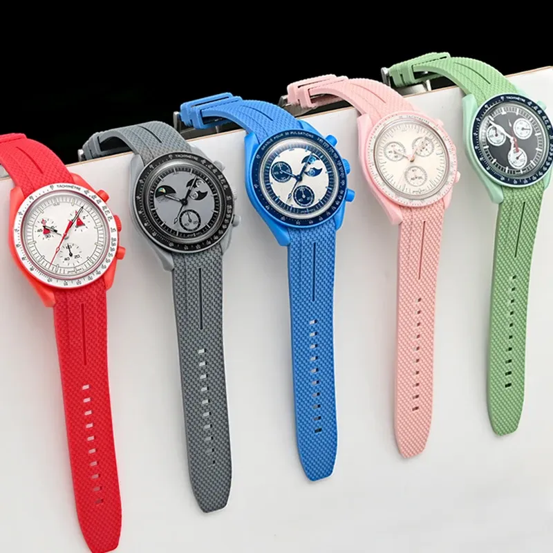 Silicone Quick-Release Woven Texture Watch Strap for Swatch Omega, Compatible with Snoopy 1995 Edition