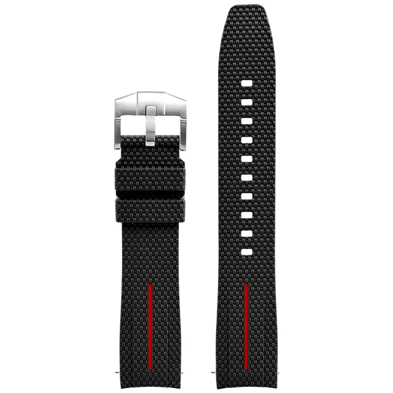 Silicone Quick-Release Woven Texture Watch Strap for Swatch Omega, Compatible with Snoopy 1995 Edition