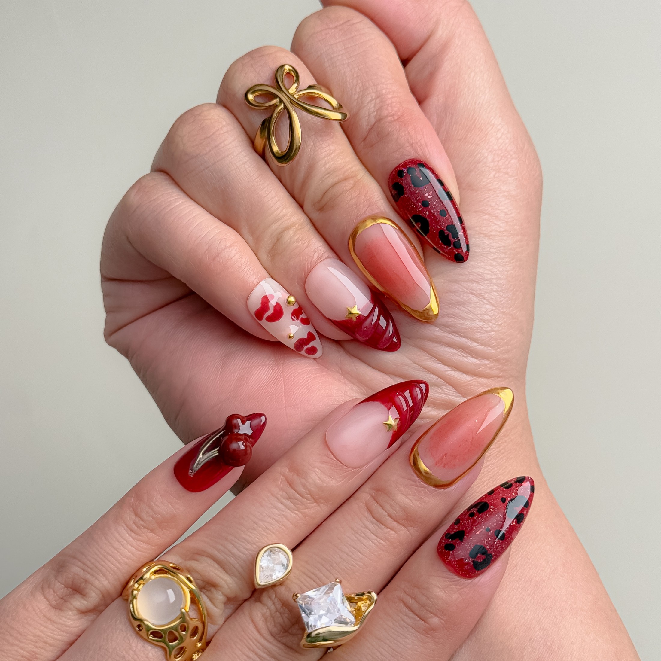 Cherry Red Lips – Almond Press-On Nails