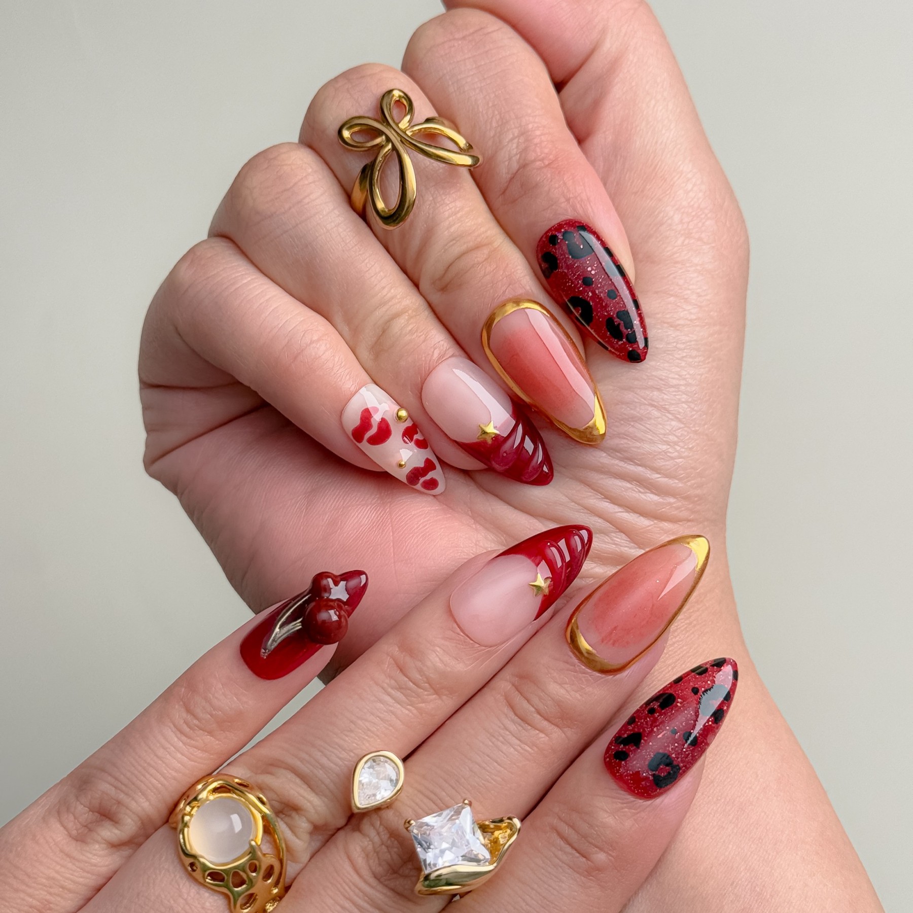 Cherry Red Lips – Almond Press-On Nails