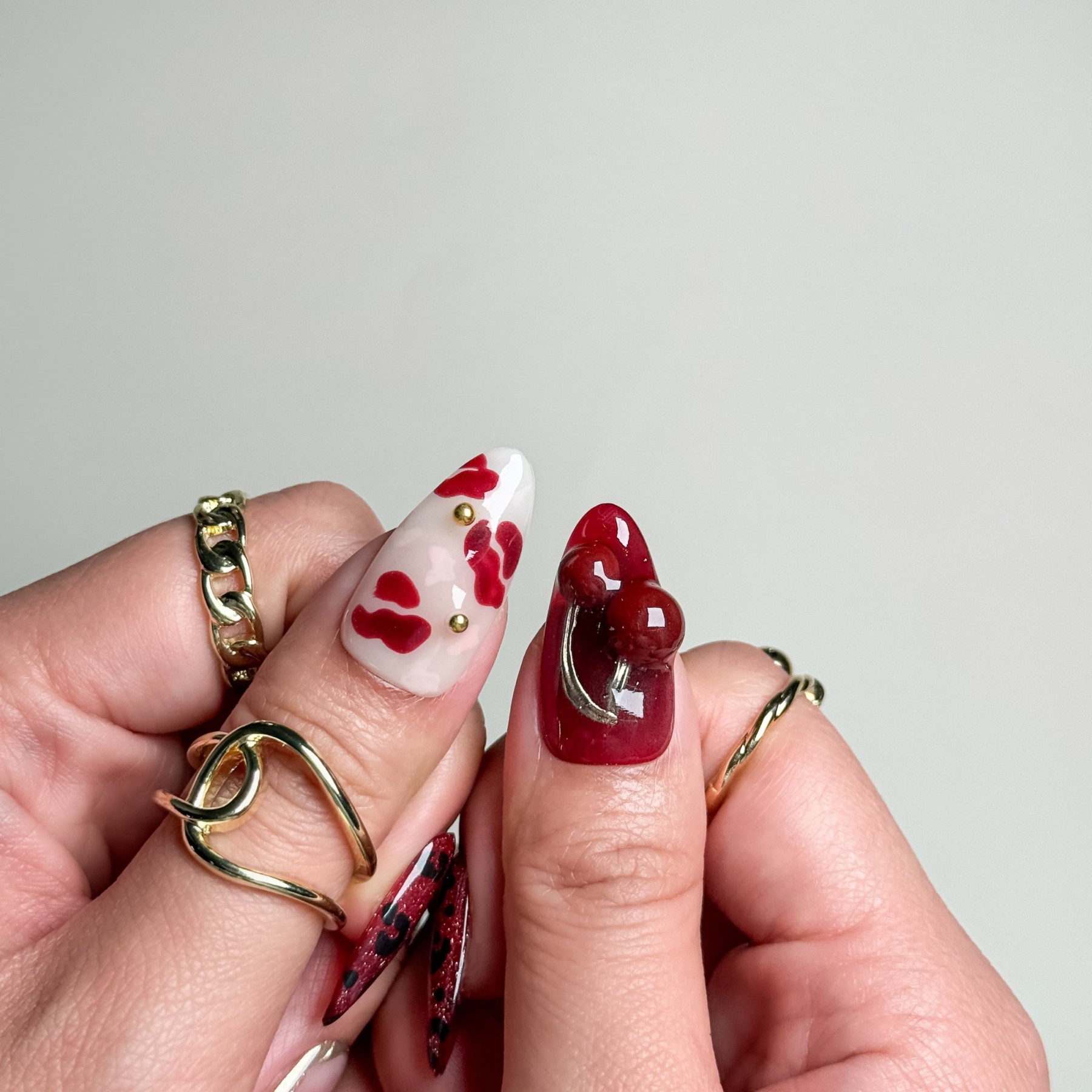 Cherry Red Lips – Almond Press-On Nails