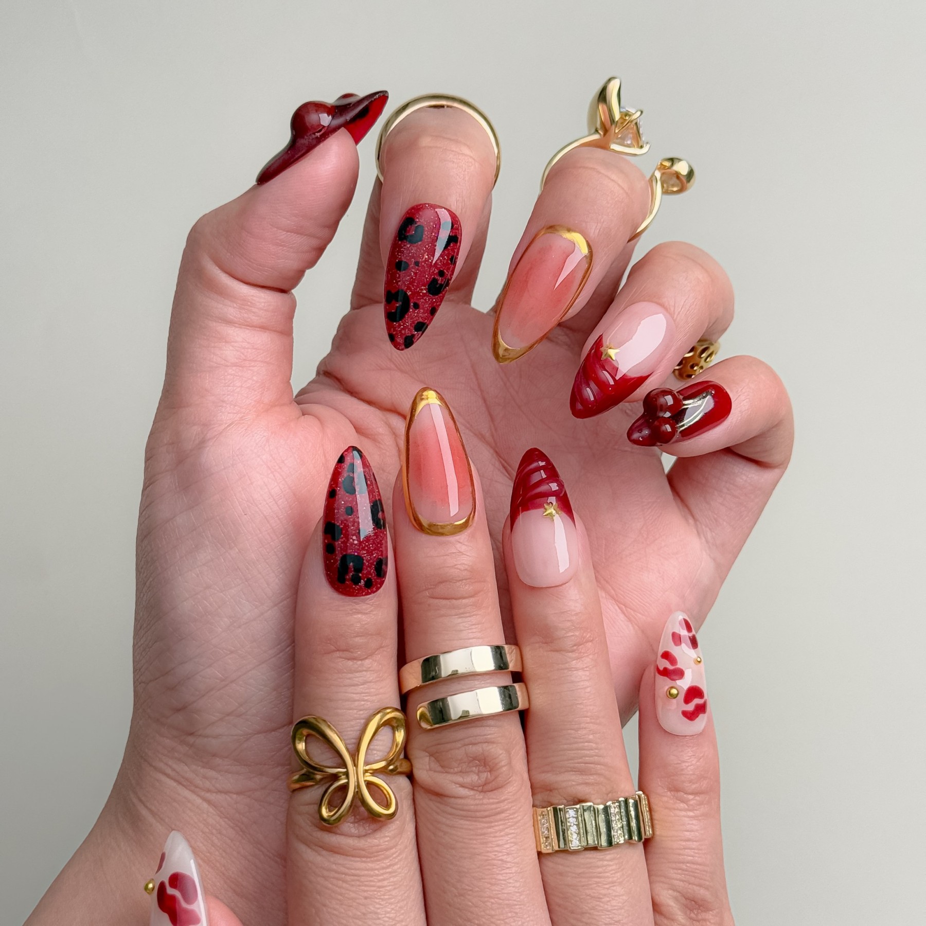 Cherry Red Lips – Almond Press-On Nails