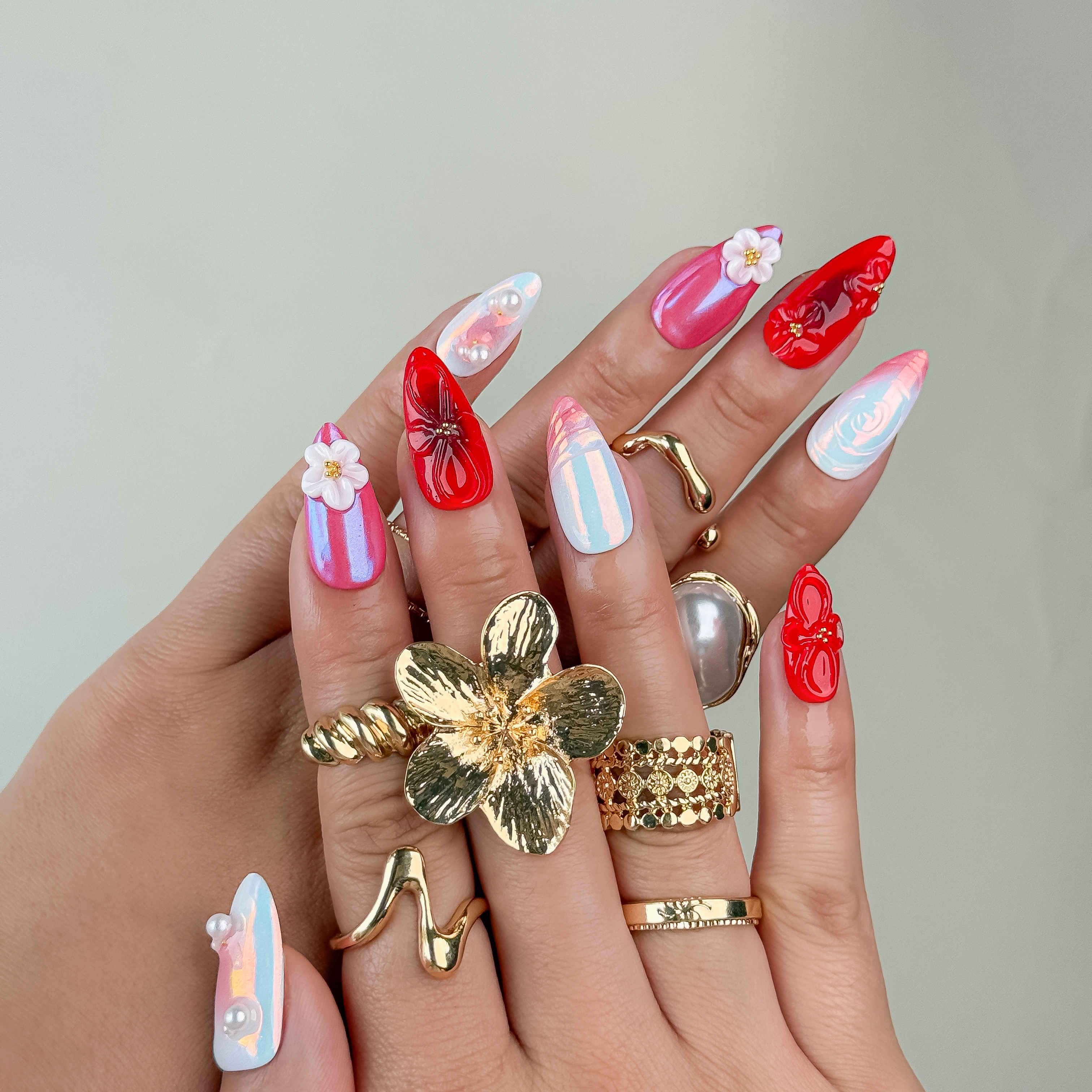 Lavender Gold Bloom – Handmade Almond Press-On Nail