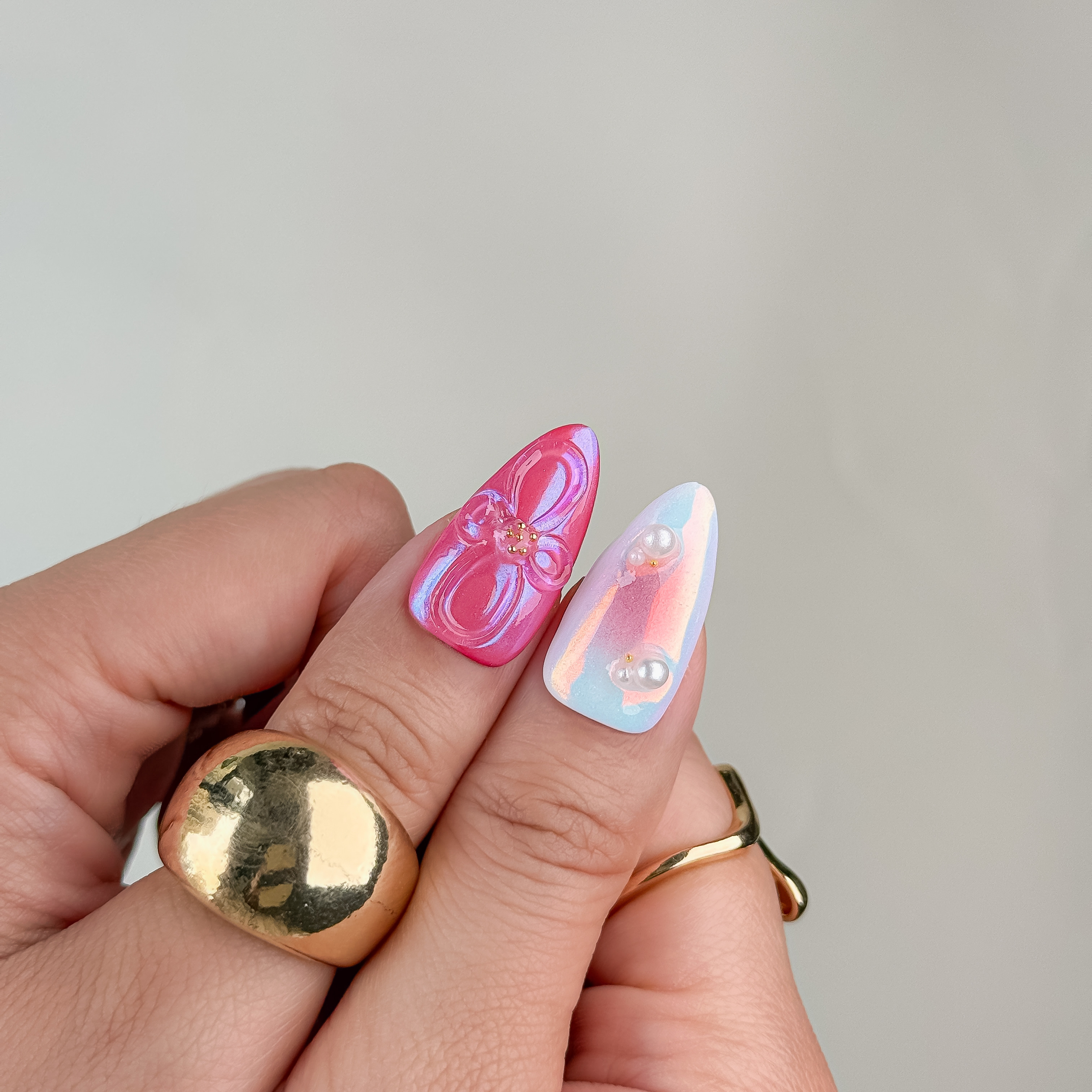 Lavender Gold Bloom – Handmade Almond Press-On Nail